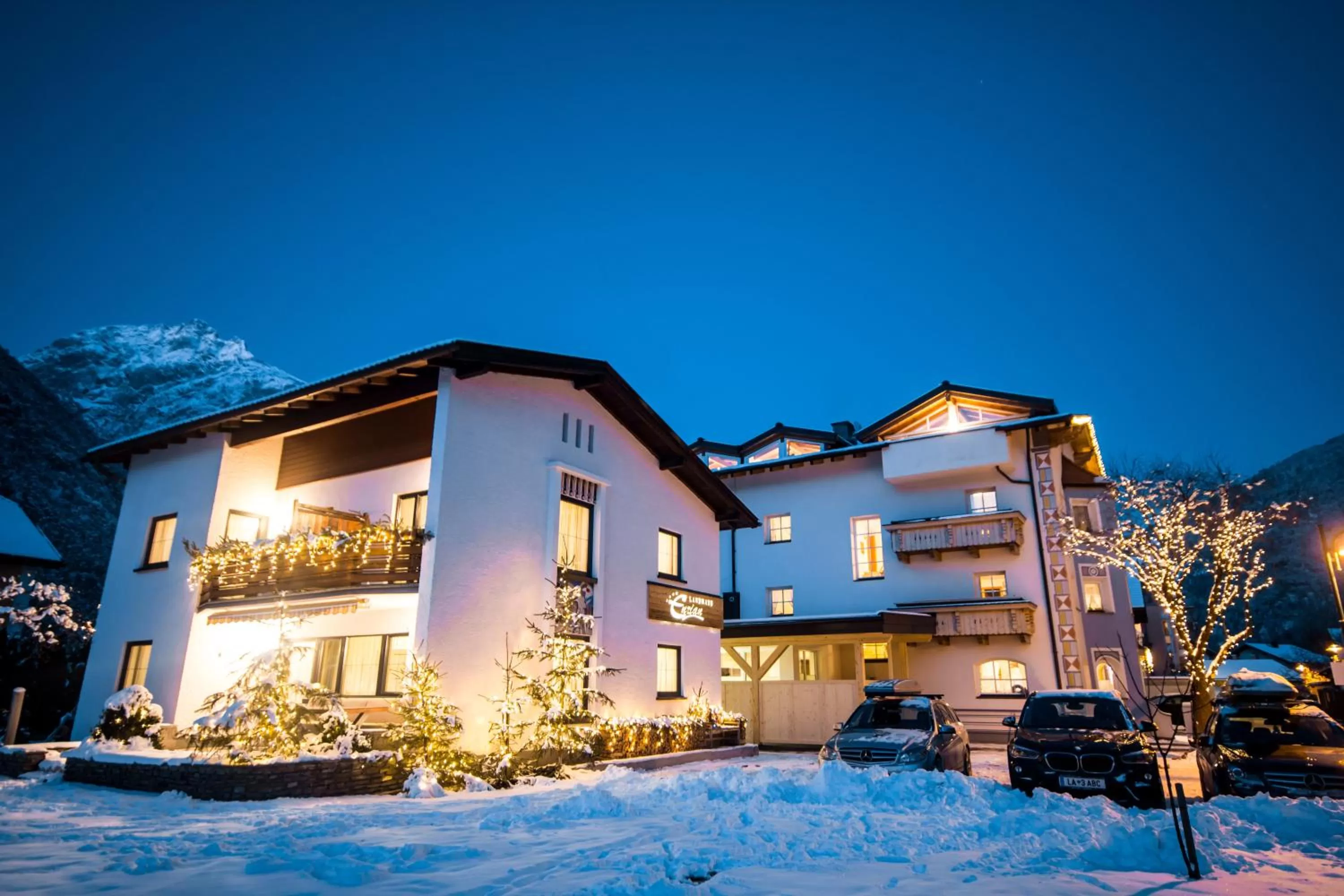 Property building, Winter in Hotel Enzian