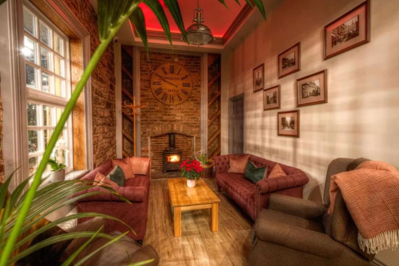 fireplace in The George Wright Boutique Hotel, Bar & Restaurant