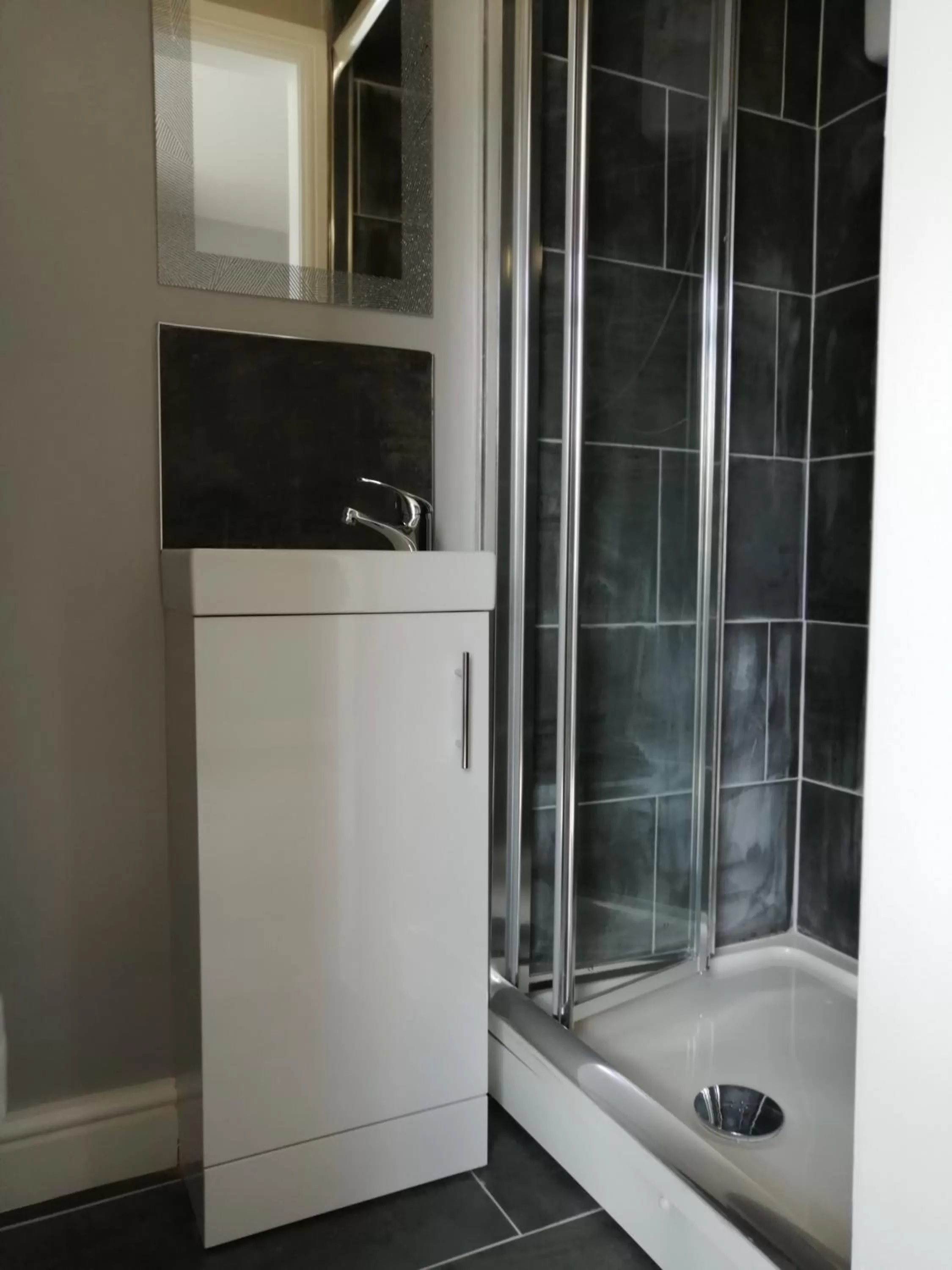 Shower, Kitchen/Kitchenette in Encore Rooms