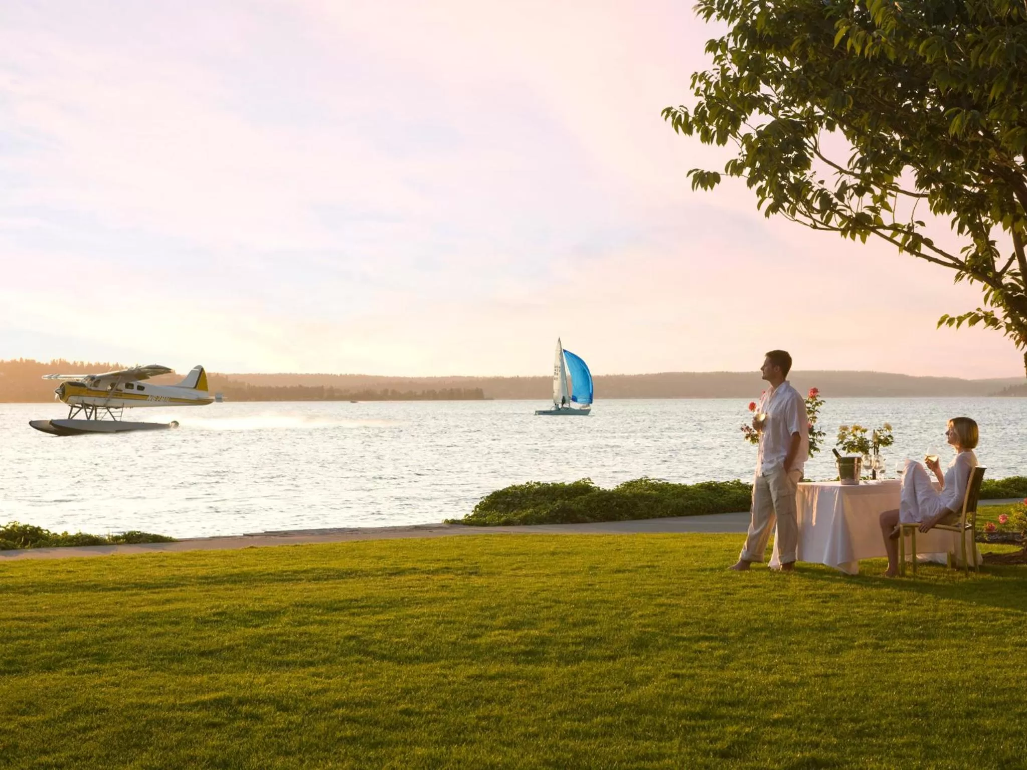 People in The Woodmark Hotel & Still Spa on Lake Washington