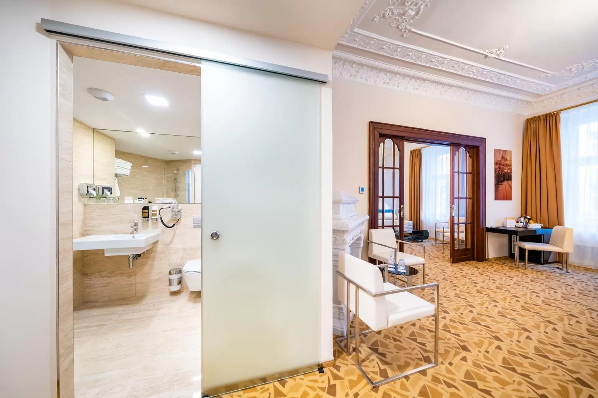 Seating area, Bed in Grandium Hotel Prague