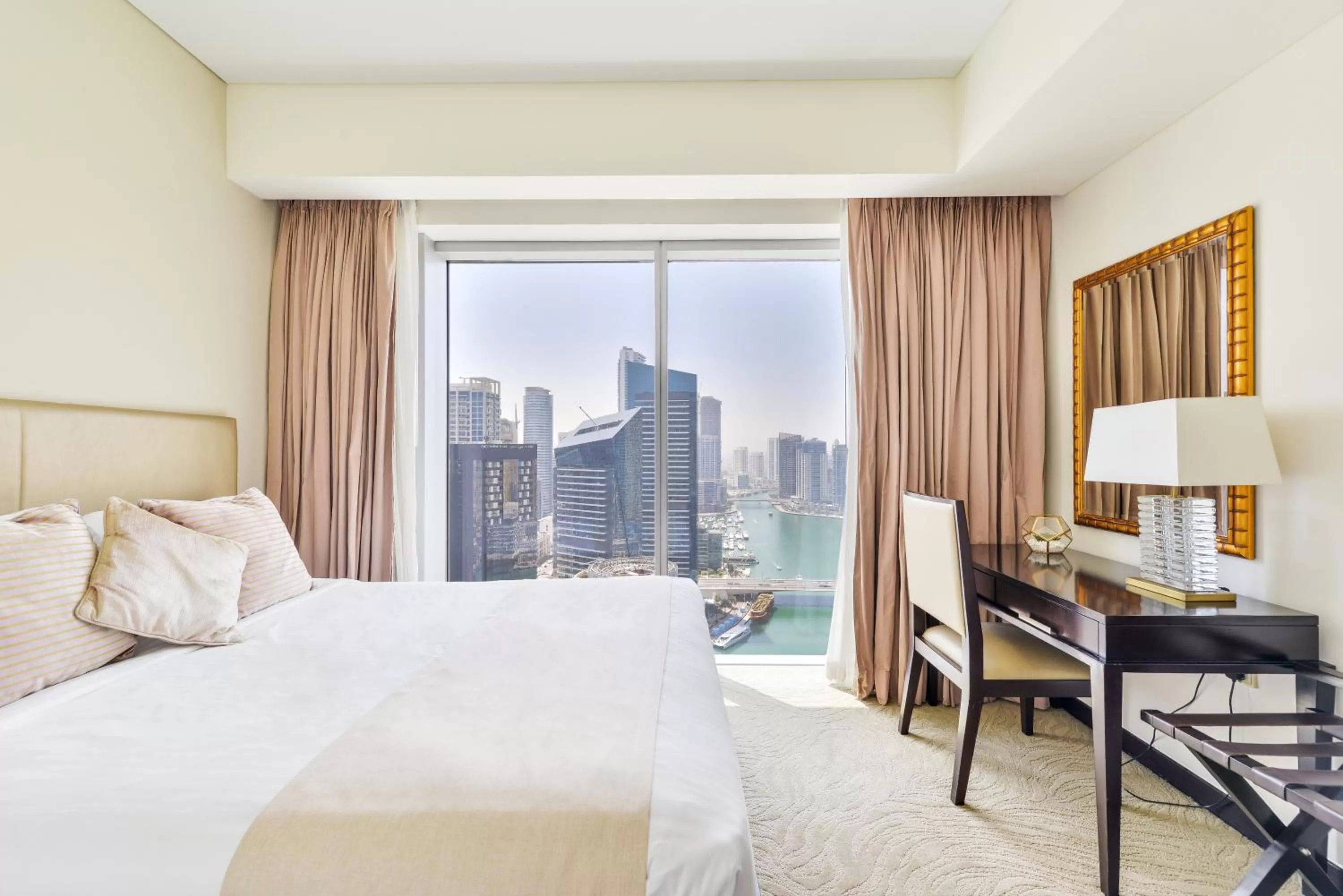 Bedroom, Bed in Emaar Residences Dubai Marina by Qstay - formerly Address Dubai Marina