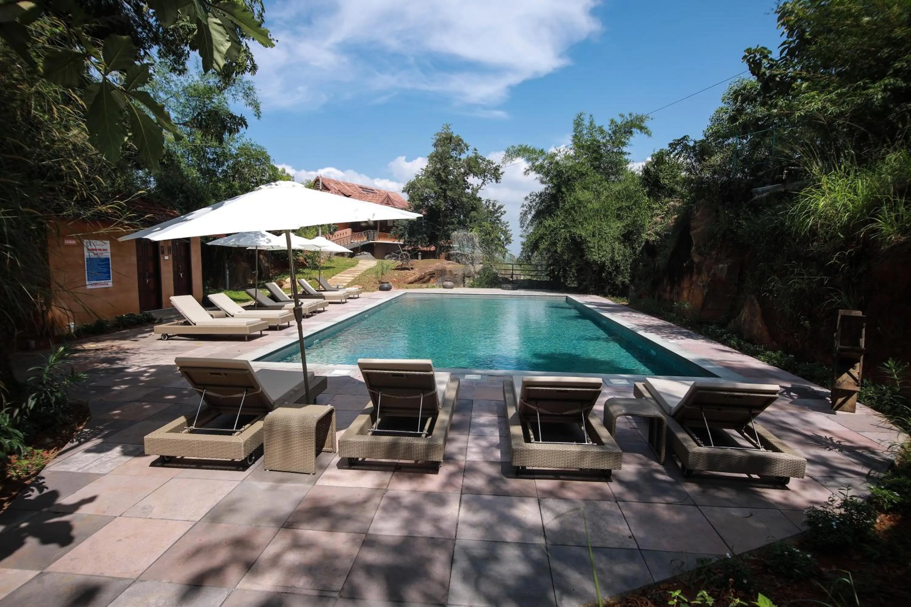 Pool view in AMARA AYURVEDA RETREAT- Overlooking Evergreen Western Ghats an ecologically sustainable living space in Kovalam