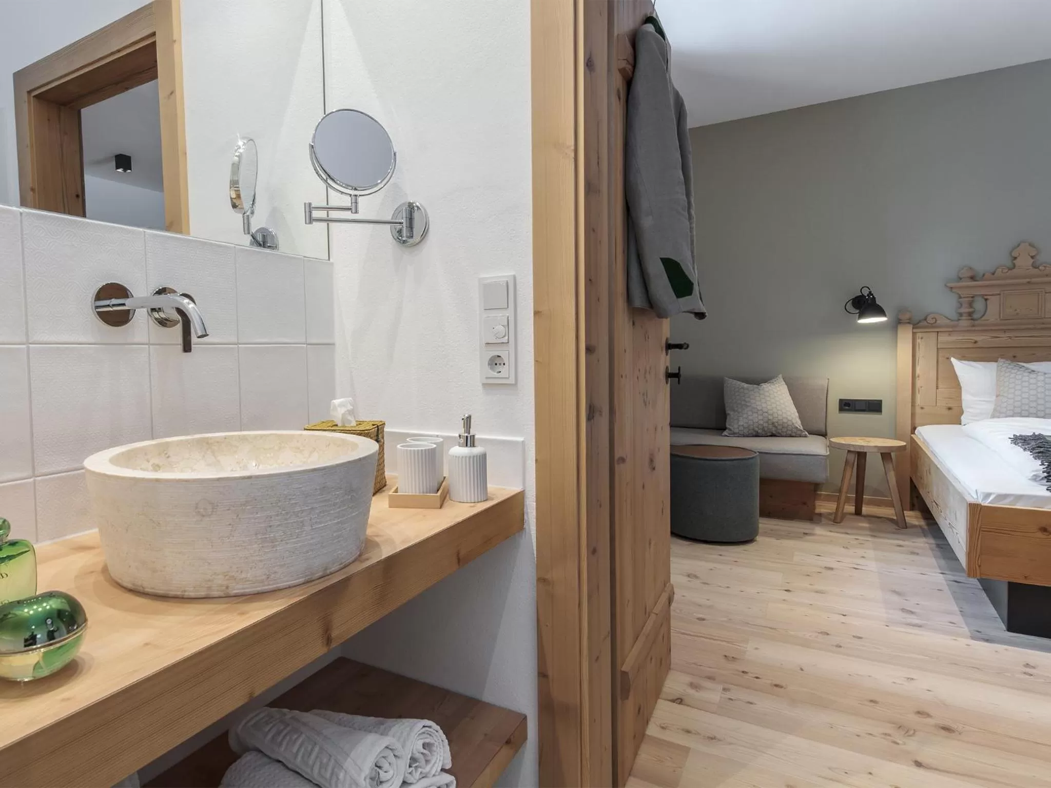 Bathroom, Bed in Forstnerwirt hotel | stubn | biergarten