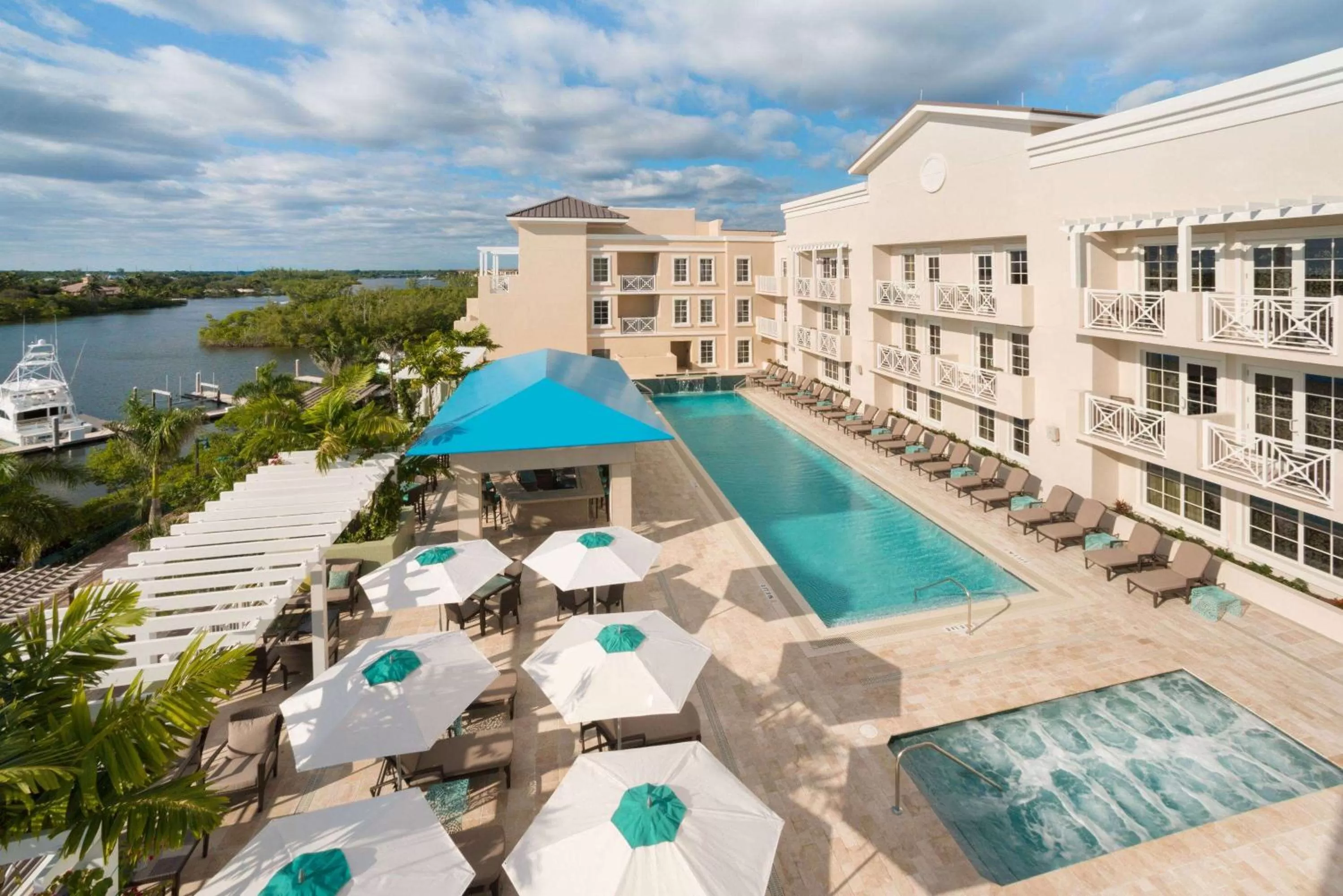 Pool view in Wyndham Grand Jupiter at Harbourside Place