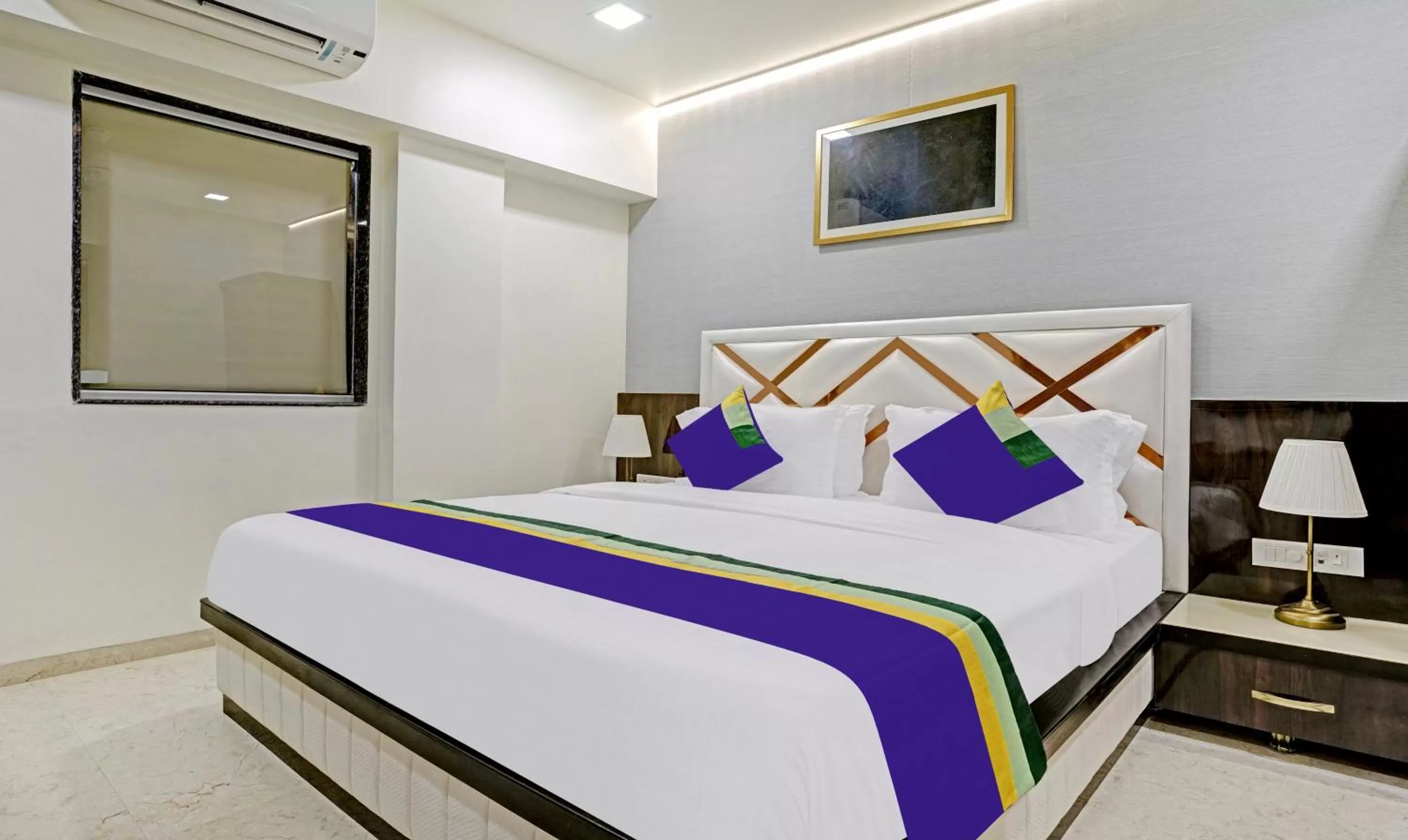 Bedroom, Bed in Treebo Premium Golden Bliss Trimurti Nagar Square