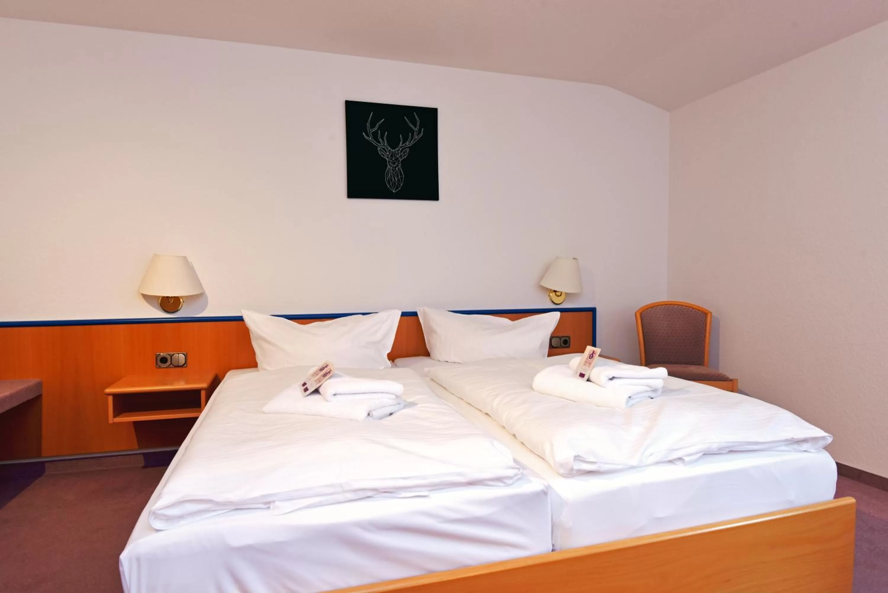 Photo of the whole room, Bed in Landhotel Der Distelhof mit Scheunencafé