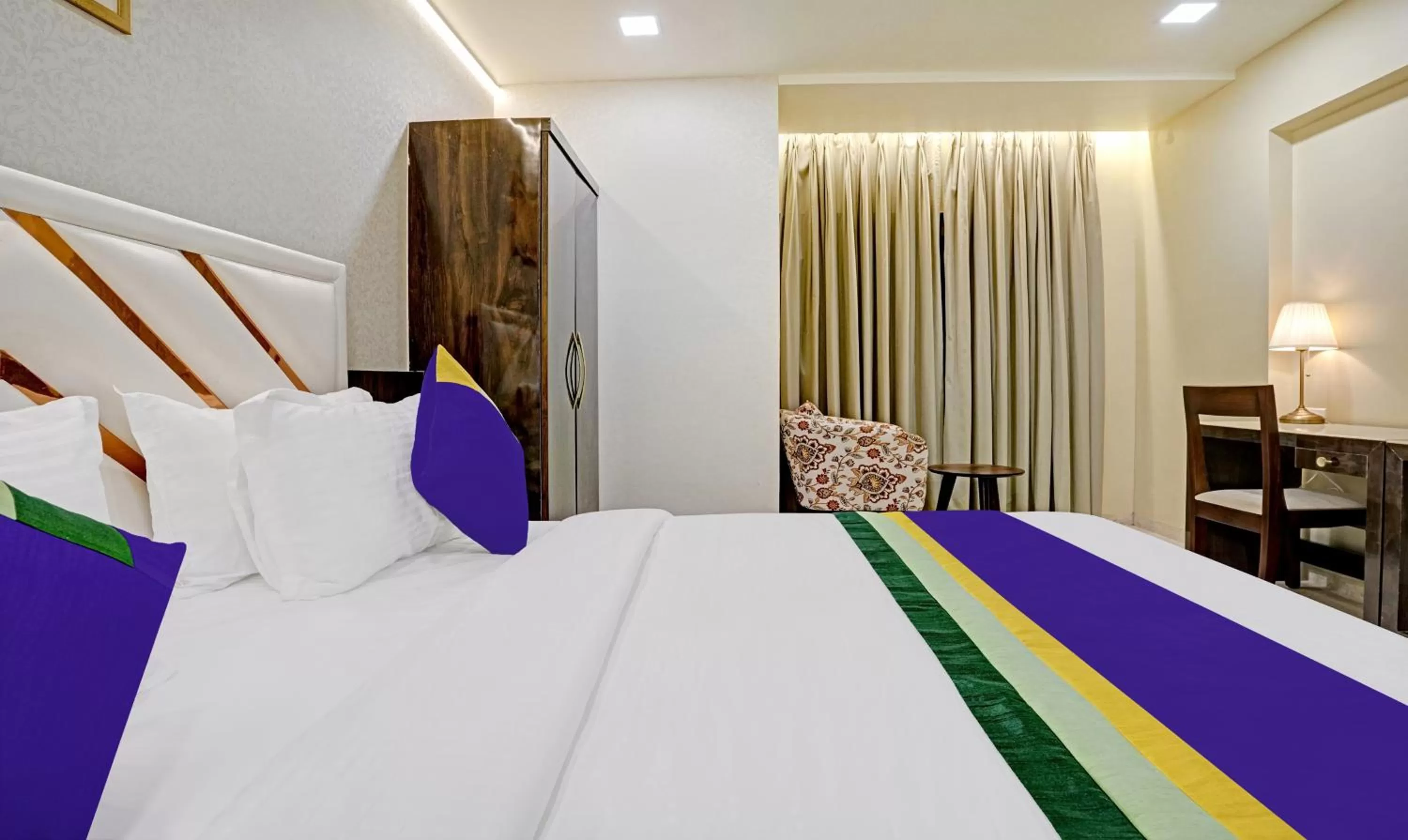 Bedroom, Bed in Treebo Premium Golden Bliss Trimurti Nagar Square