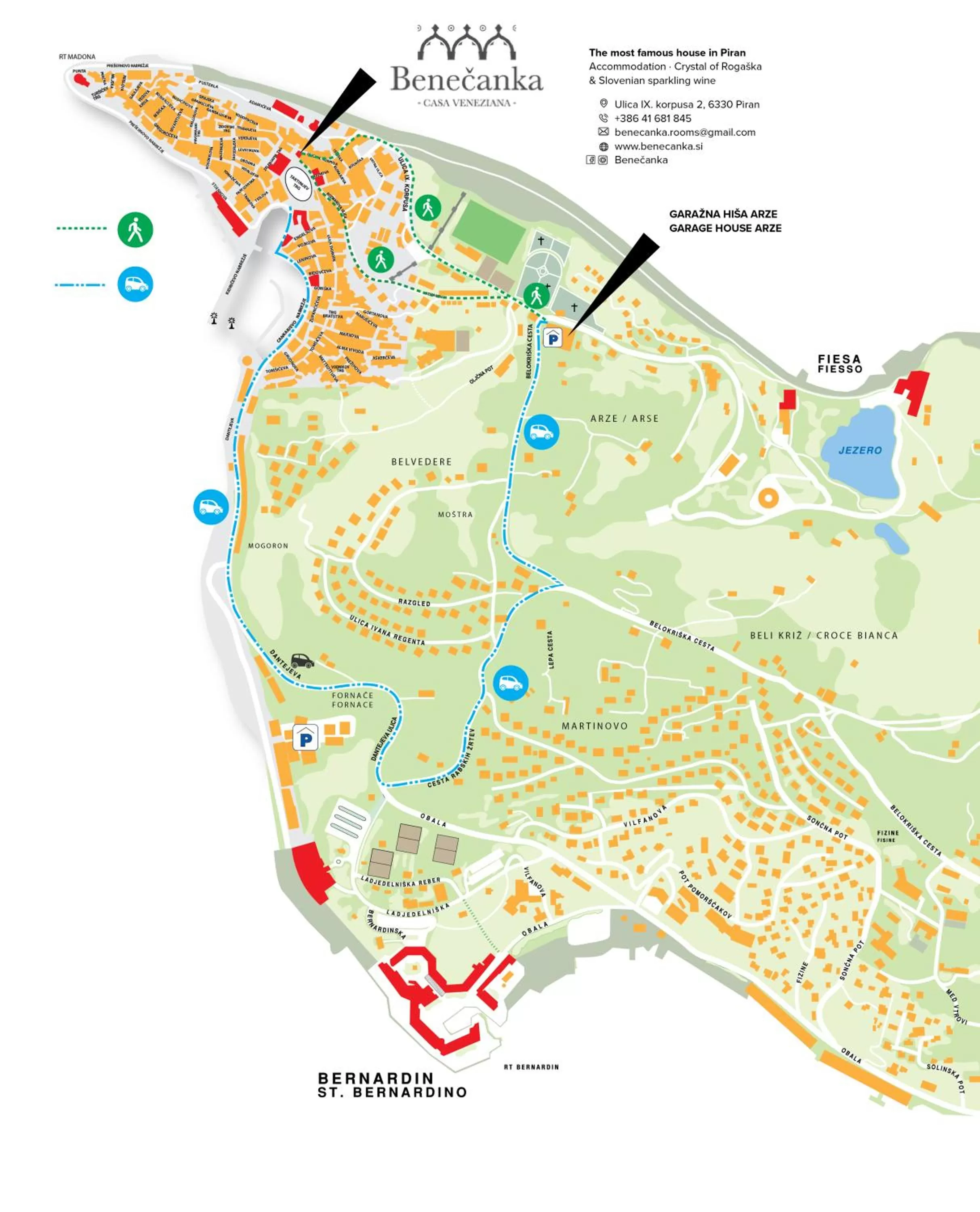 Text overlay, Bird's-eye View in Benecanka Casa Veneziana Piran