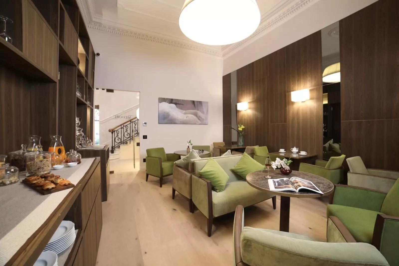 Seating area in Messori Suites