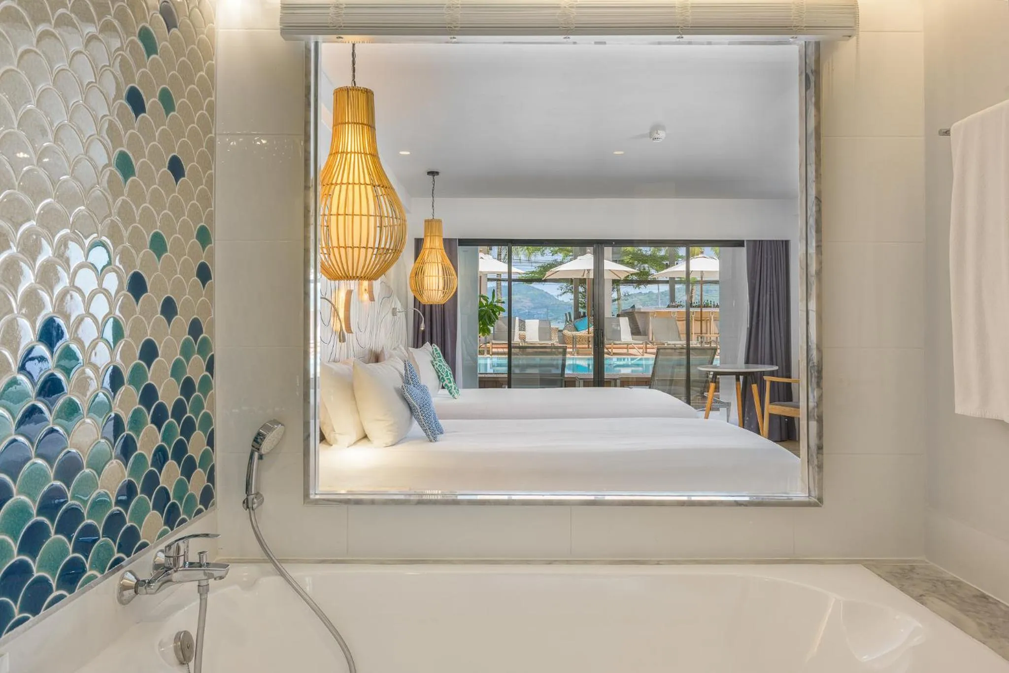 Bathroom, Bed in LIV Hotel Phuket Patong Beachfront