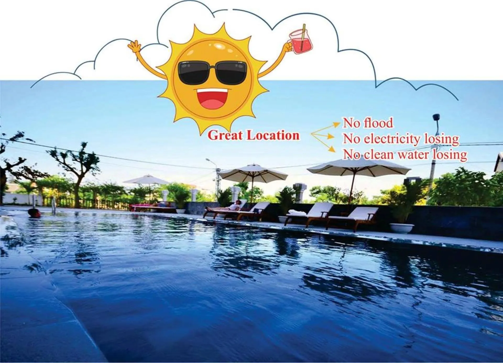 Pool view in Sunshine Hoian Hotel