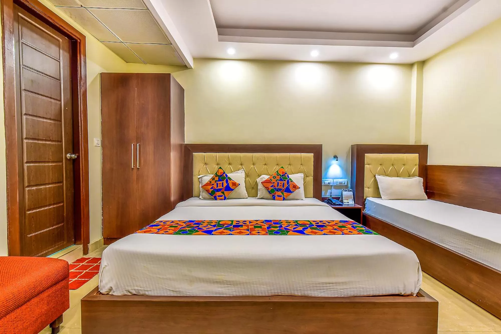 Bedroom, Bed in FabHotel Surya Residency GMS Road