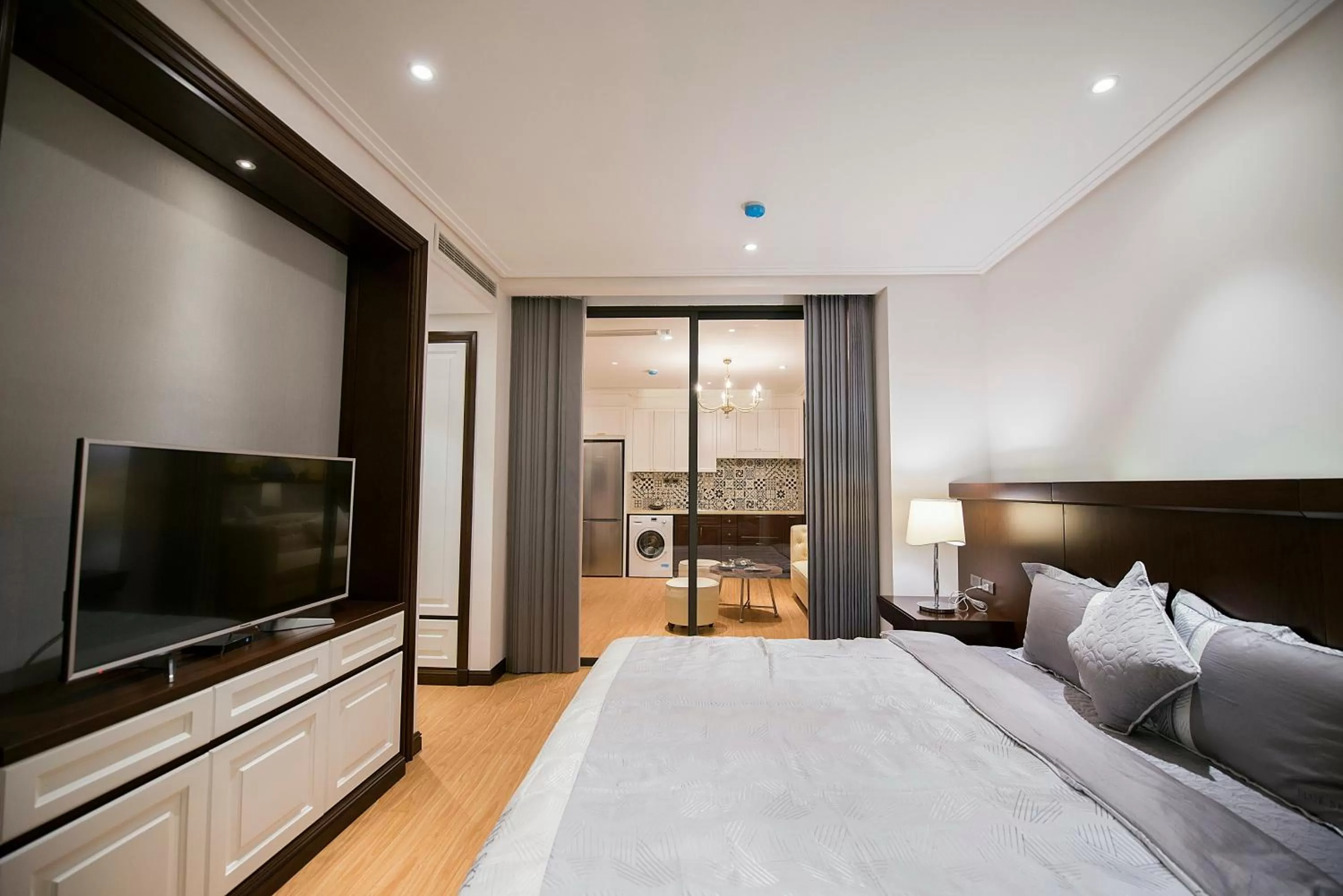 TV and multimedia, Bed in Hong Gia Tue Apartment