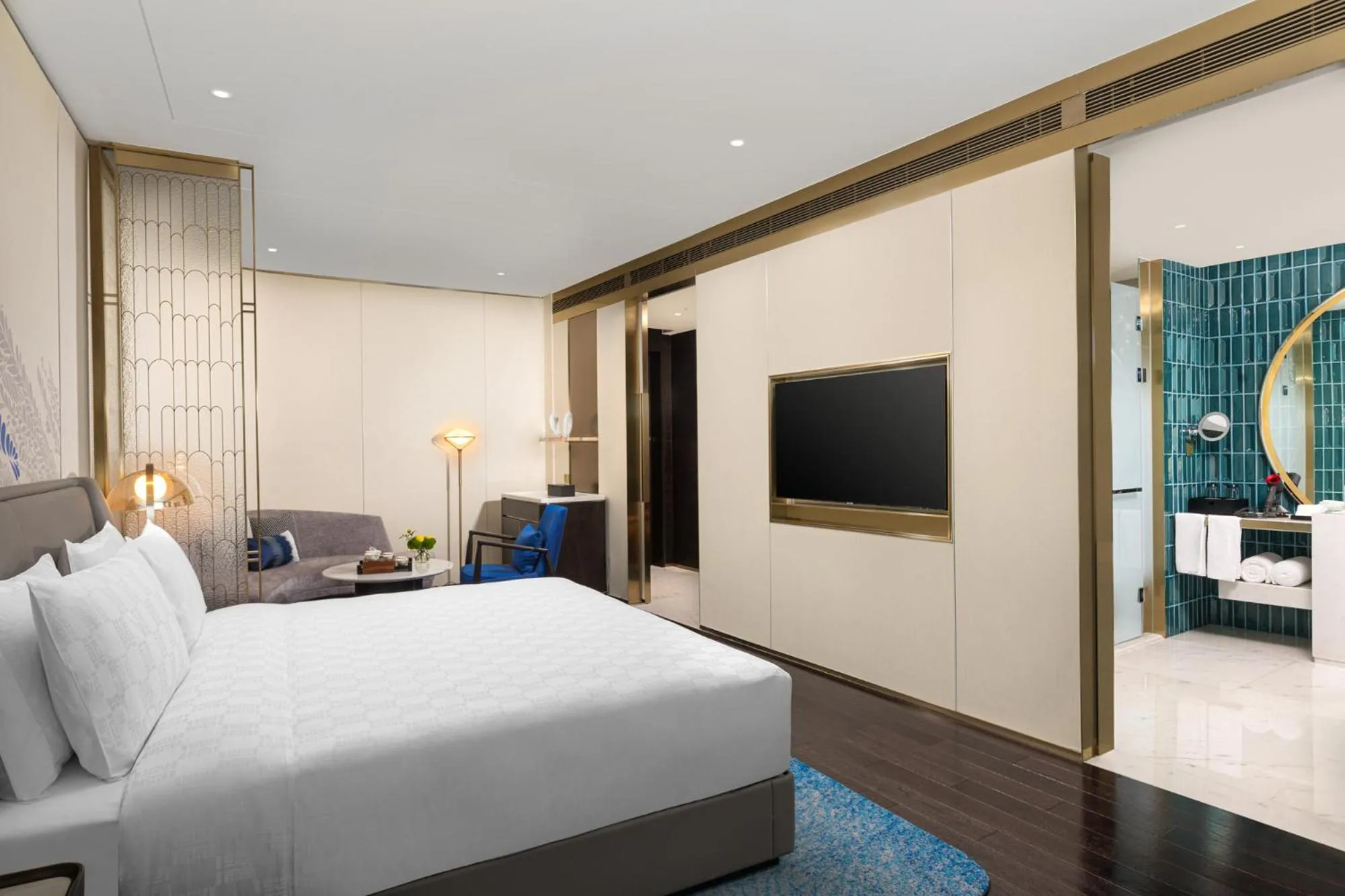 Bed in HUALUXE Shanghai Changfeng Park - Park Lake View