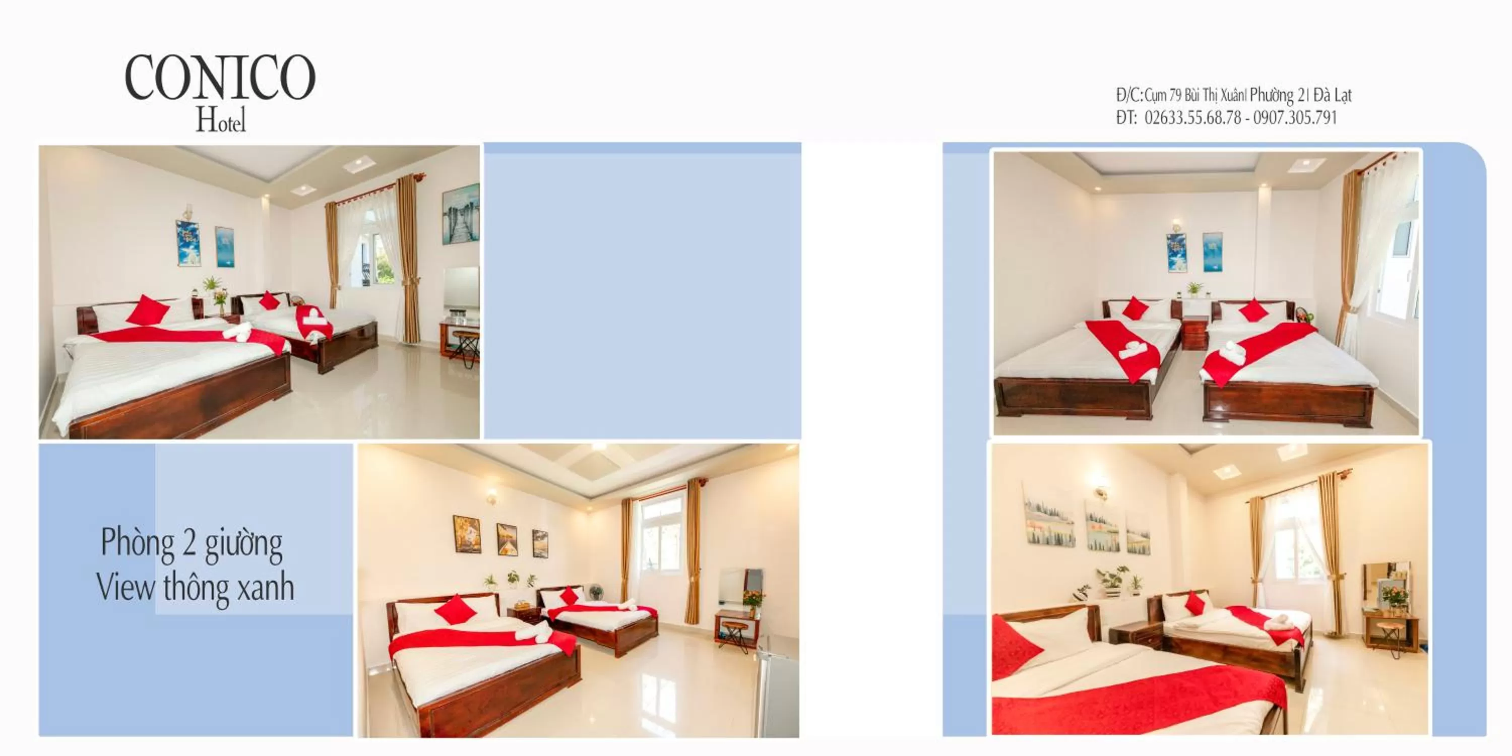 Floor plan, Bed in Conico Đà Lạt Hotel