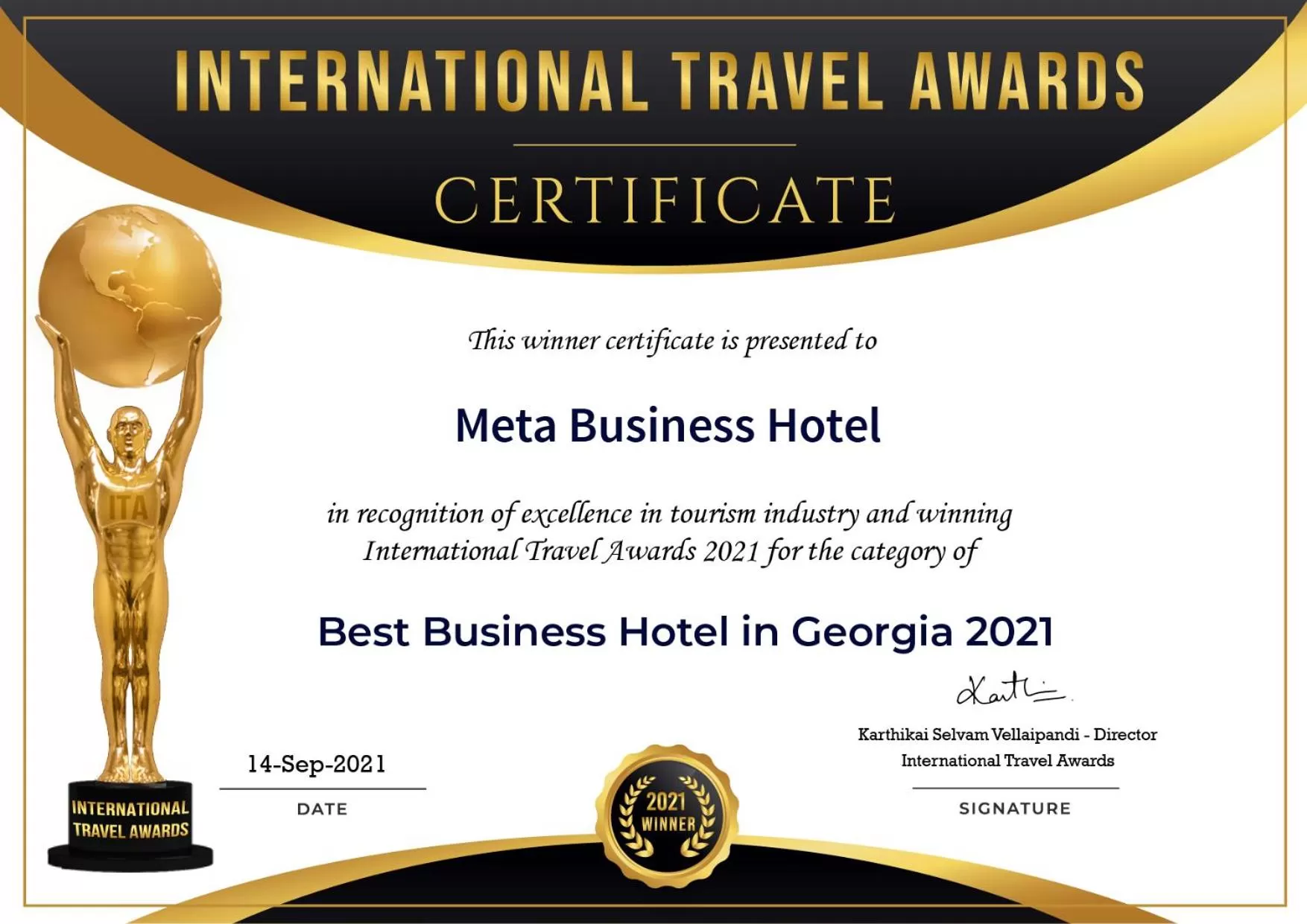 Certificate/Award in Meta Business Hotel By King David