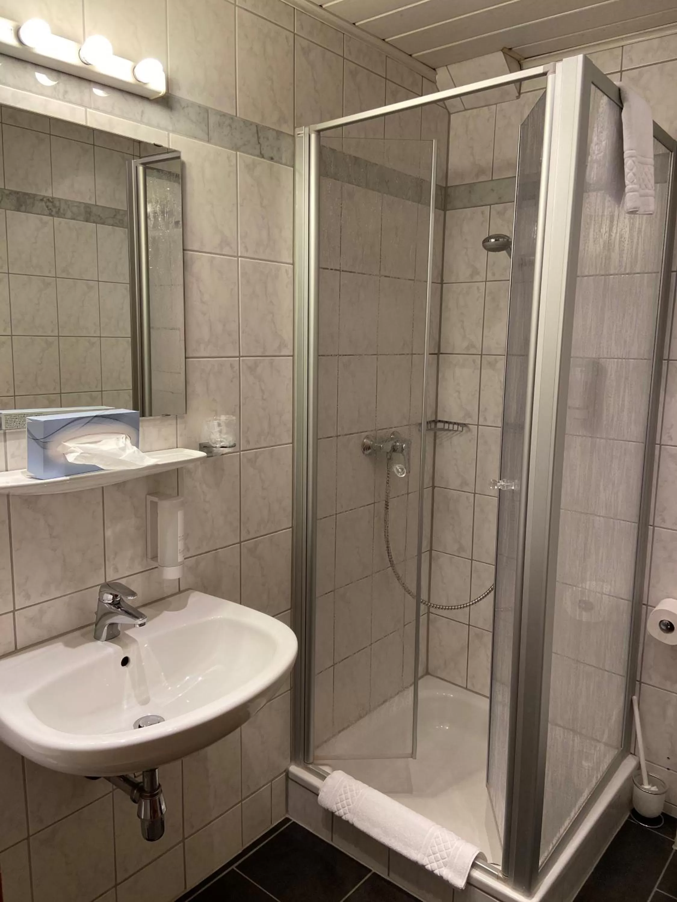 Shower, Bathroom in Hotel Bett & Frühstück