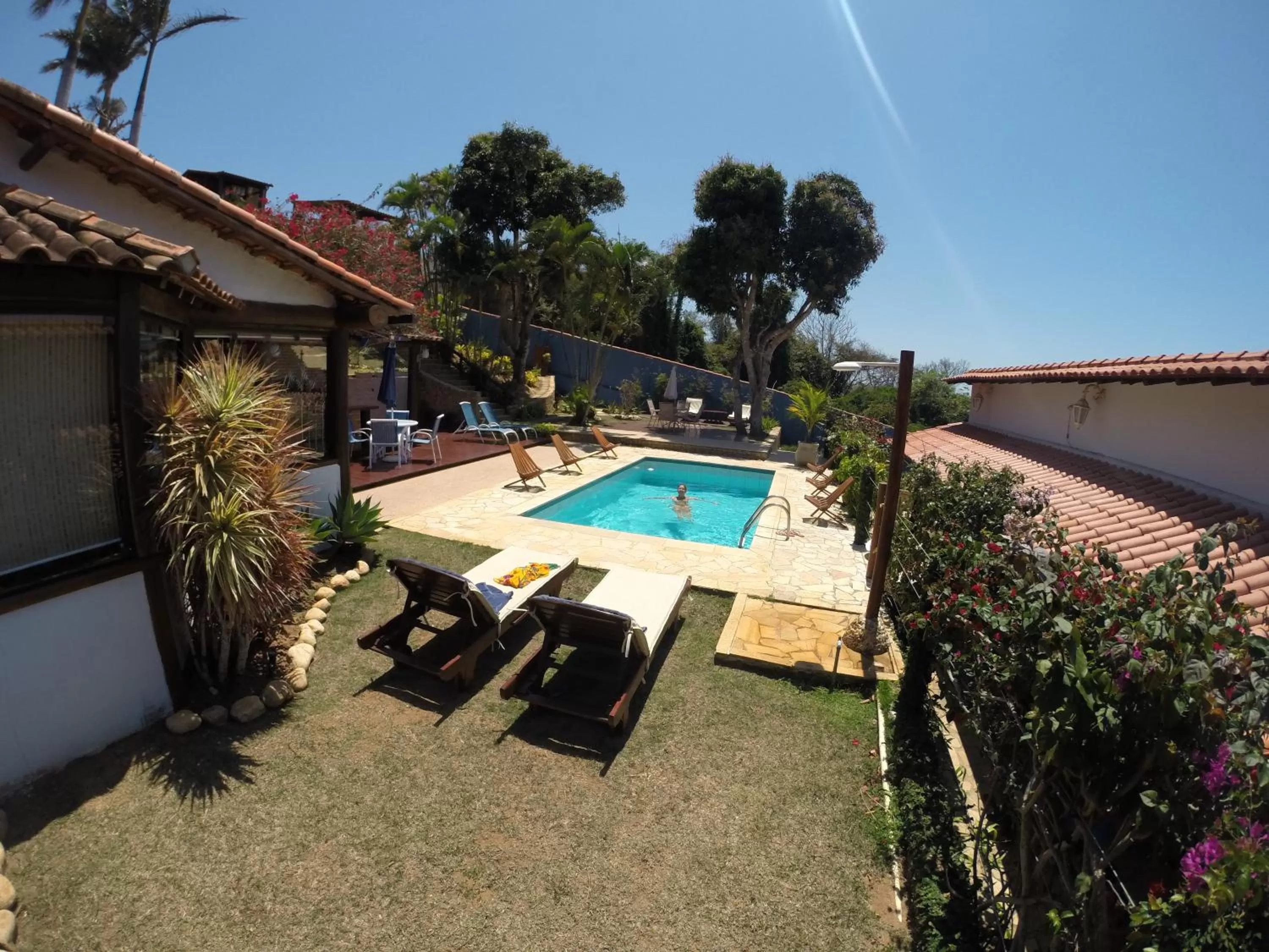 Garden, Pool View in Pousada Akaroa