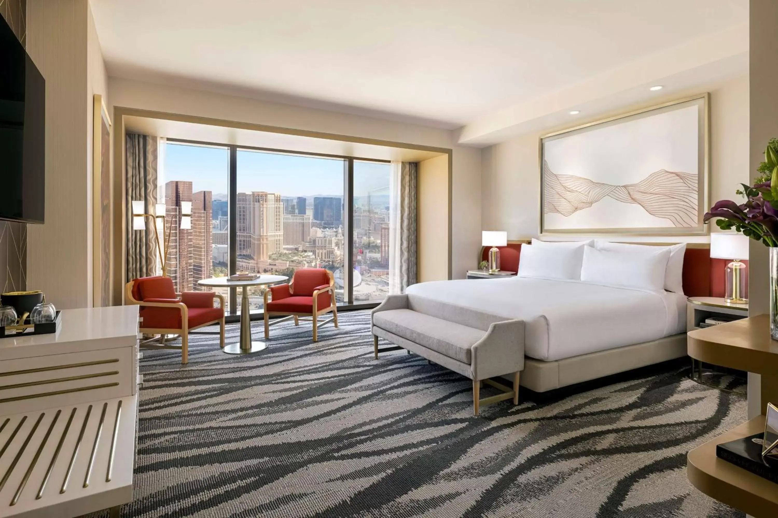 Premium King Room with Strip View and Roll-in Shower - Mobility Access in Conrad Las Vegas At Resorts World Premium King Room with Strip View and Roll-in Shower - Mobility Access in Conrad Las Vegas At Resorts World