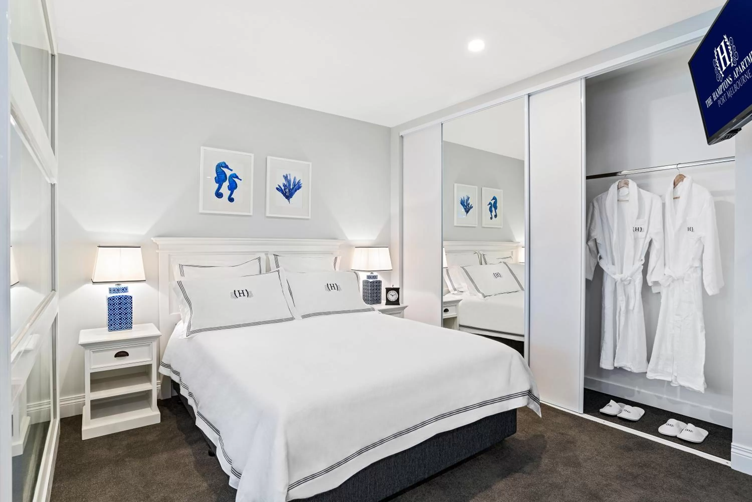 Bedroom, Bed in The Hamptons Apartments - Port Melbourne