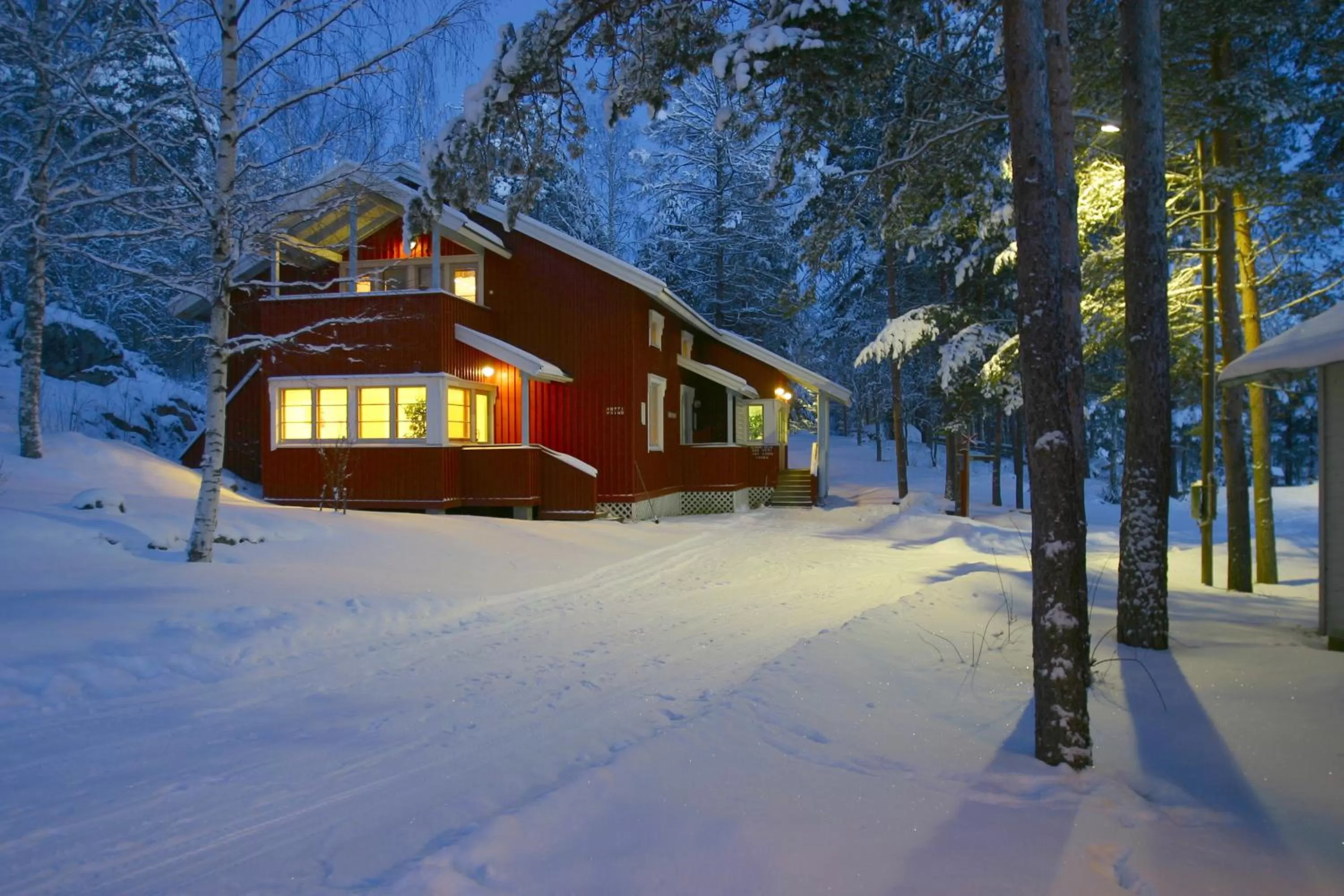 Facade/entrance, Winter in Sahanlahti Resort