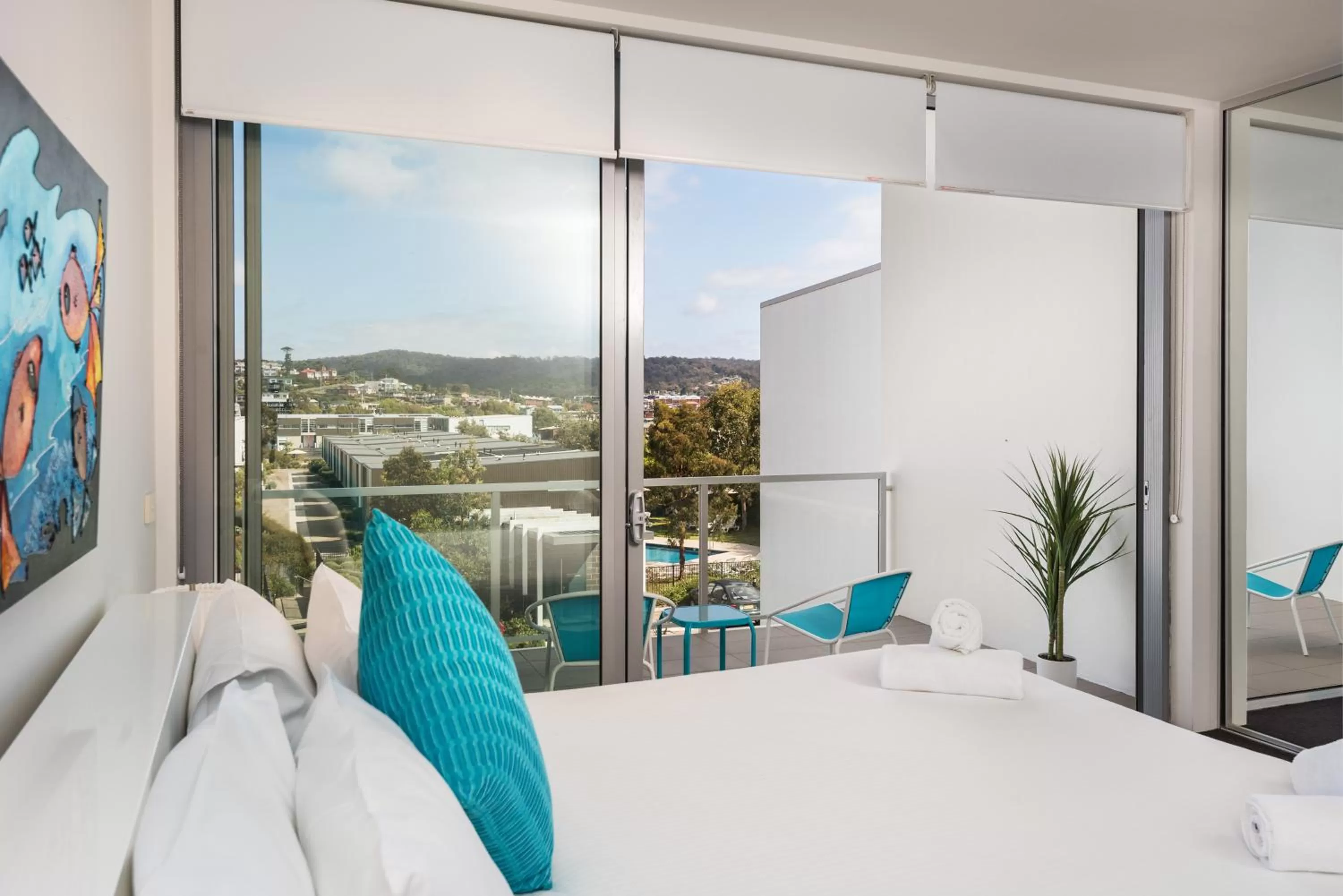 Balcony/Terrace, Bed in Coast Resort Merimbula