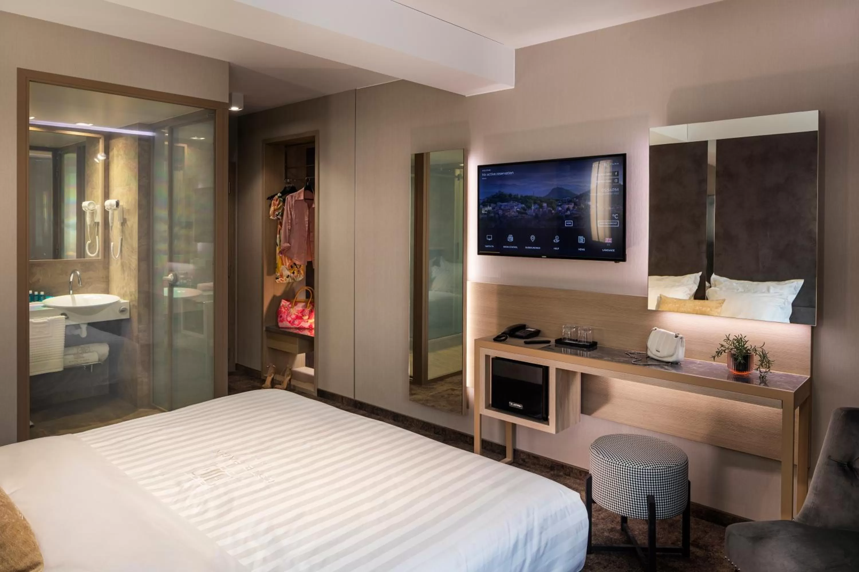 TV and multimedia, Bed in -- ESTE PARK HOTEL -- part of Urban Chic Luxury Design Hotels - Parking & Compliments - next to Shopping & Dining Mall Plovdiv