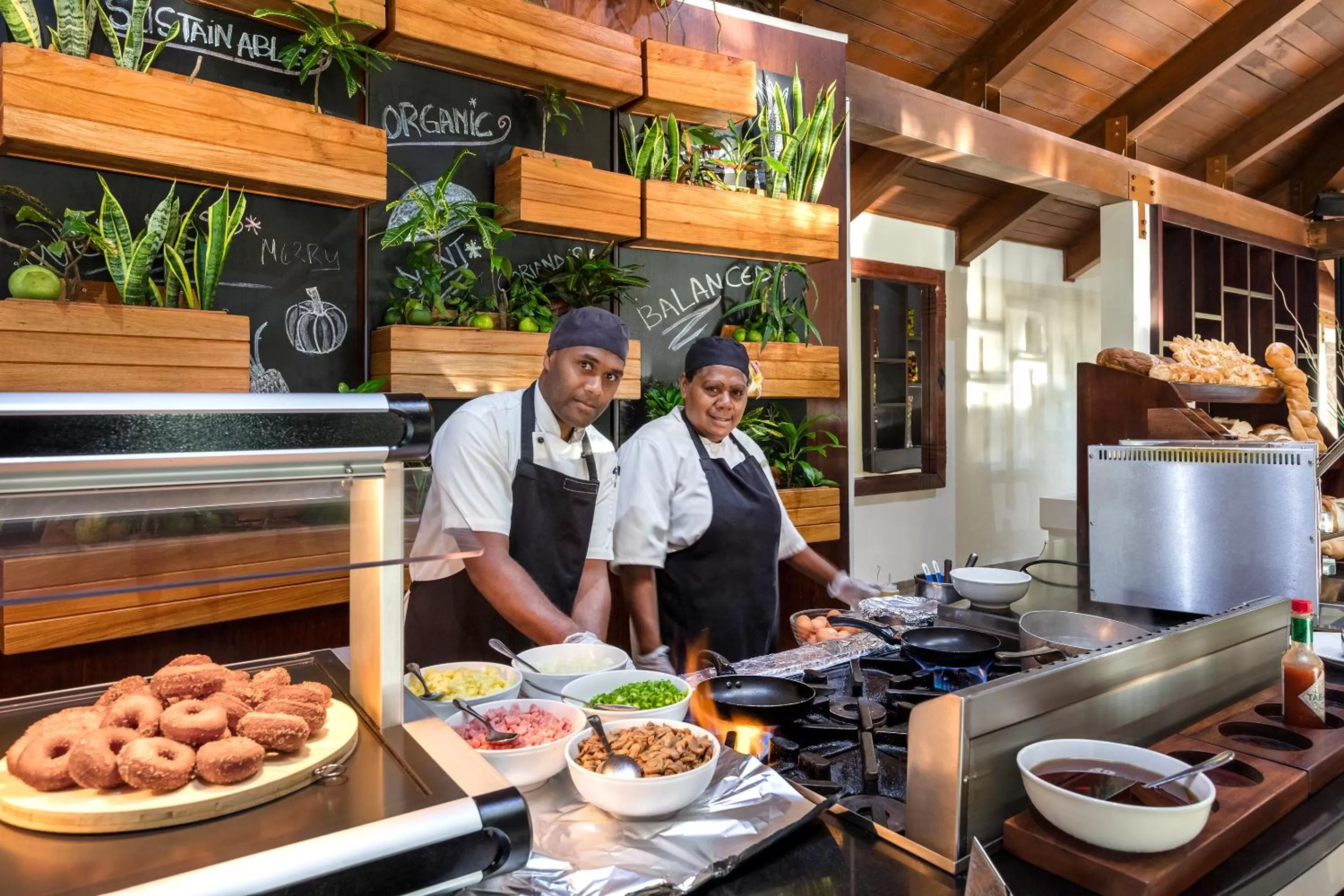 Buffet breakfast in Warwick Le Lagon Resort & Spa, Vanuatu