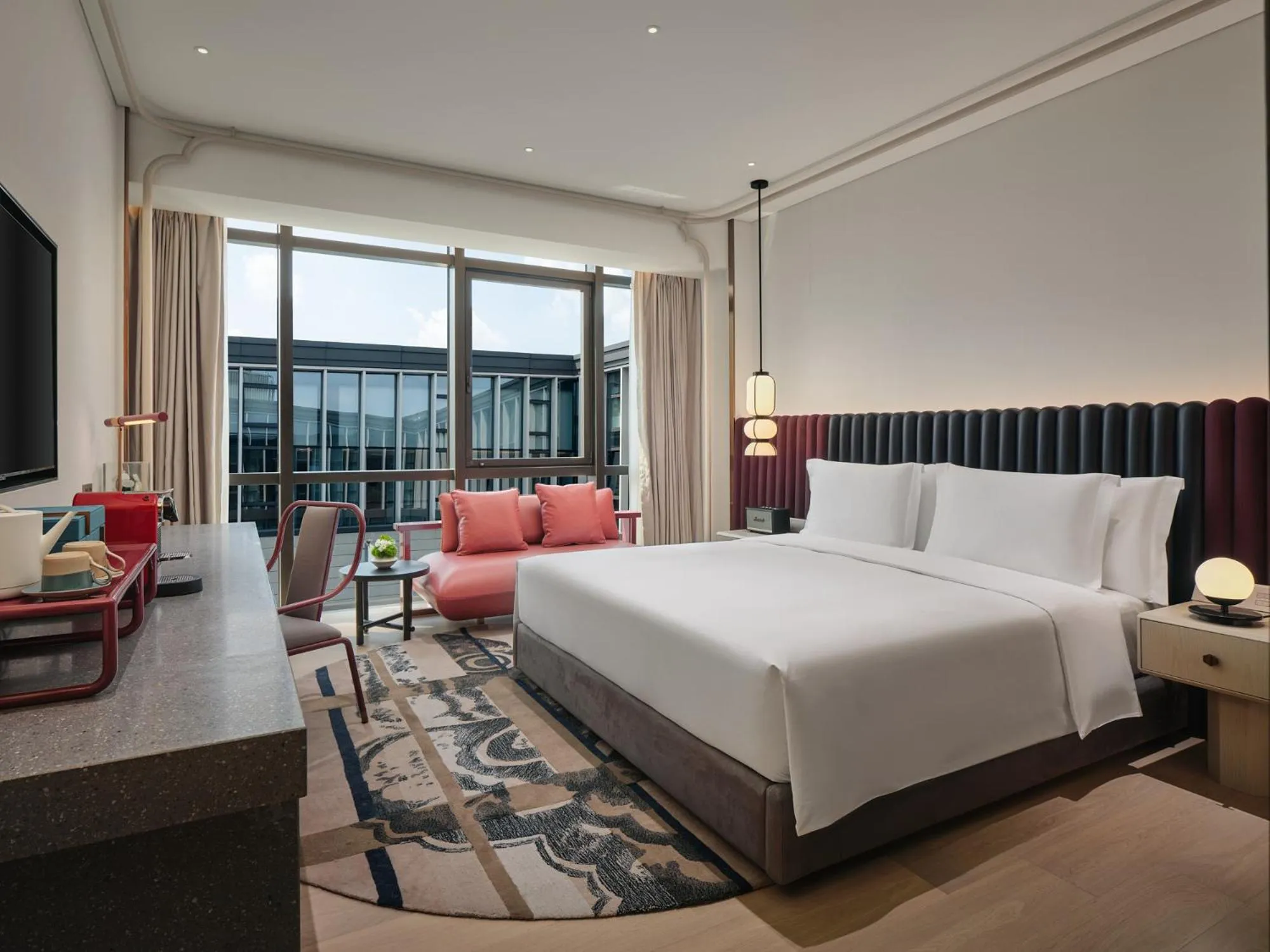 Photo of the whole room, Bed in Hotel Indigo Hangzhou Uptown,Close to Westlake , boutique design hotel with freeflow minibar