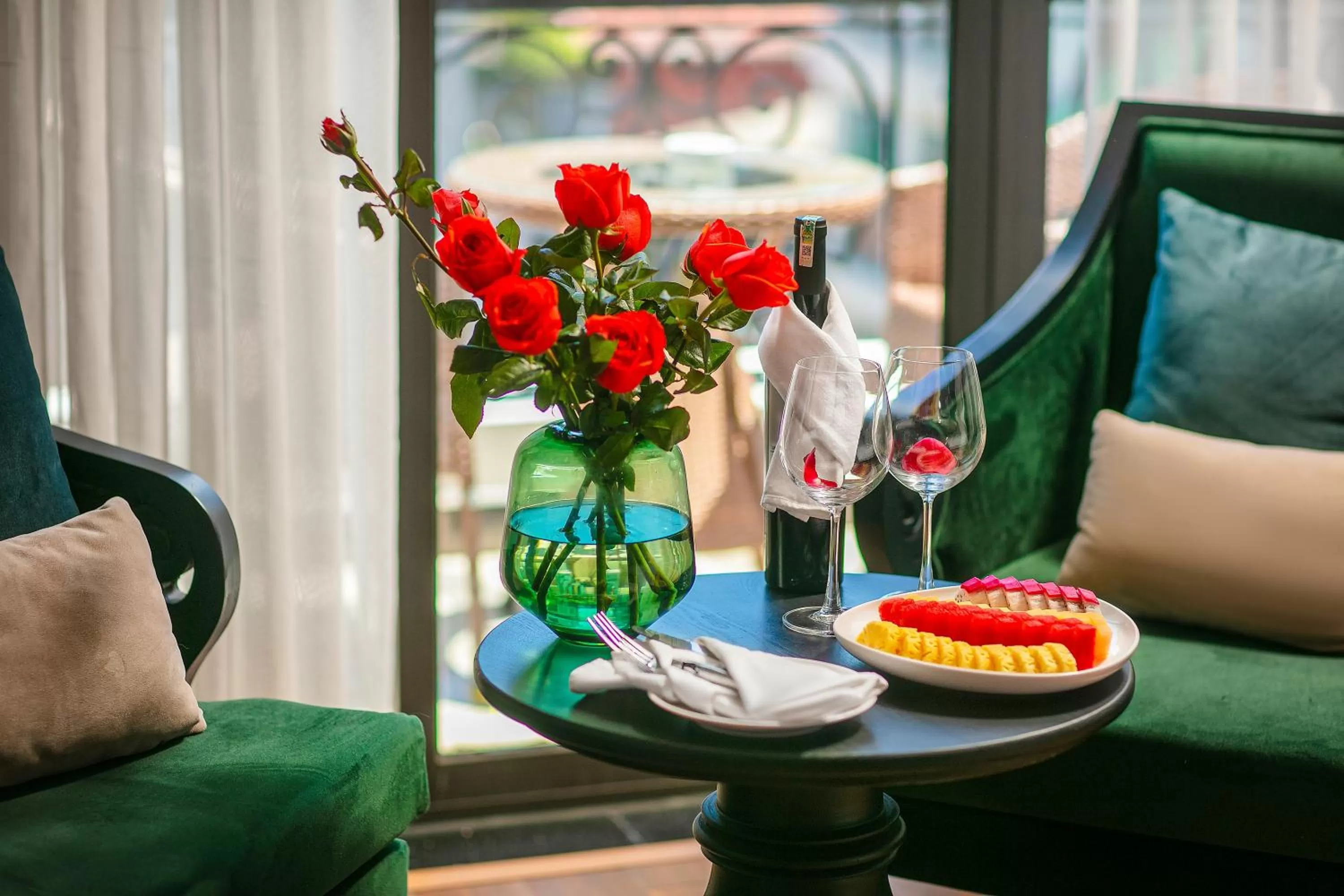 Seating area in La Selva Premium Hotel