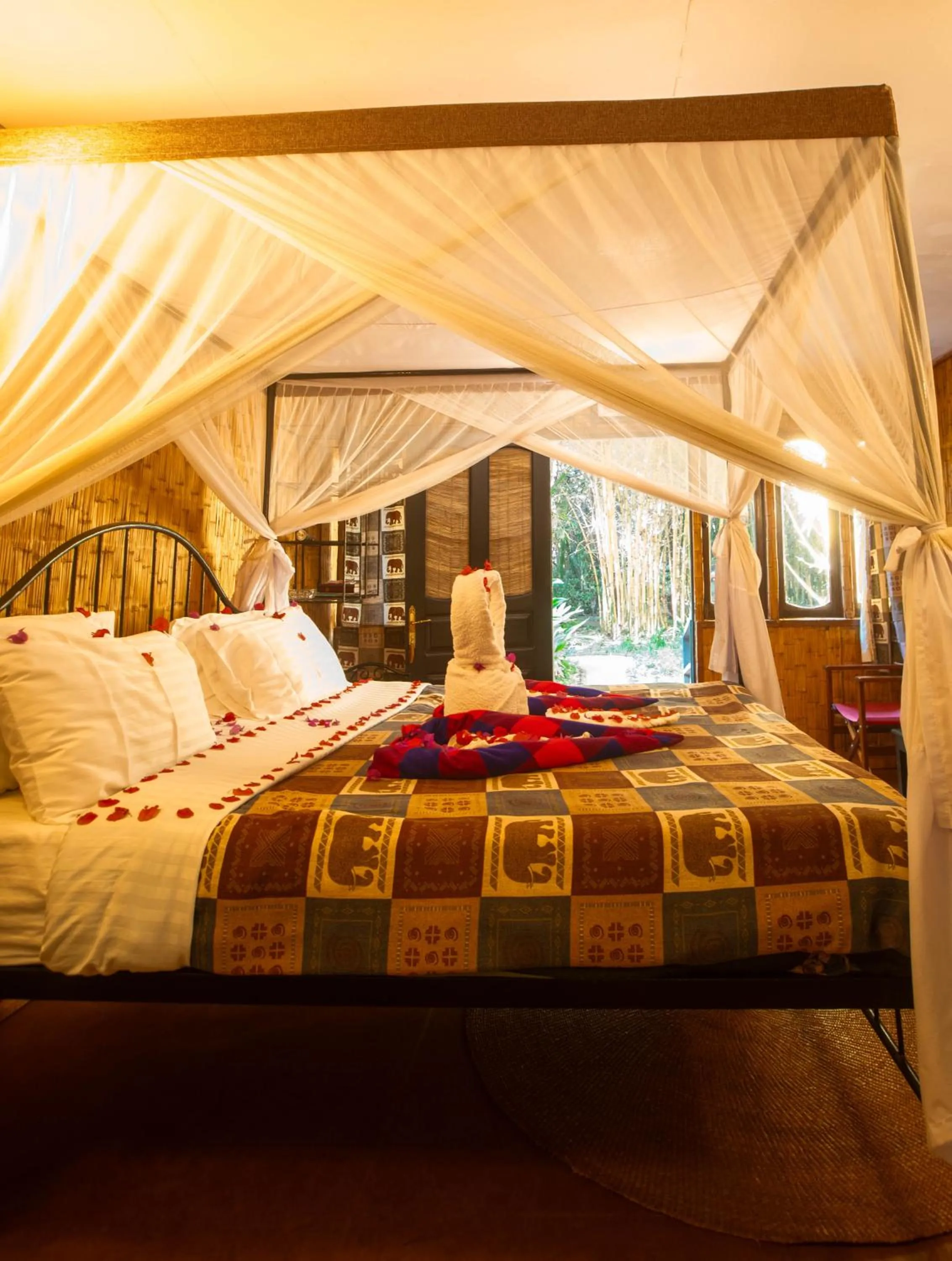 Bed in Octagon Lodge