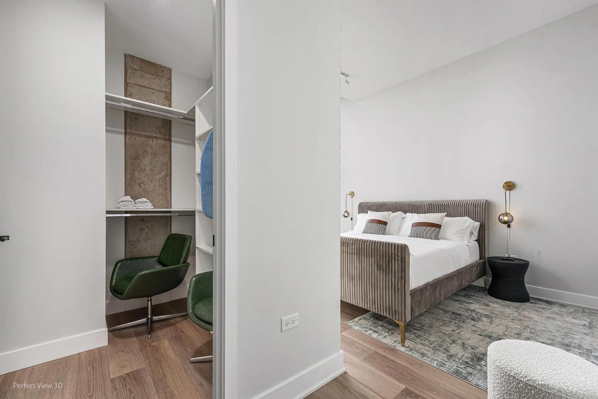 Living room, Bed in Avenir West Loop Penthouses with Iconic City Views