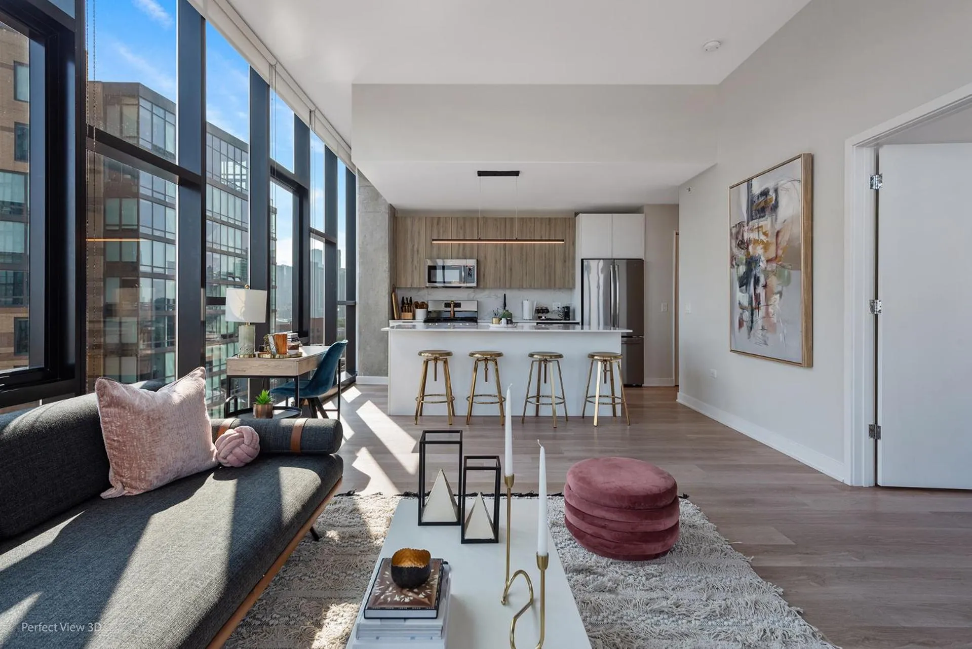 Living room in Avenir West Loop Penthouses with Iconic City Views