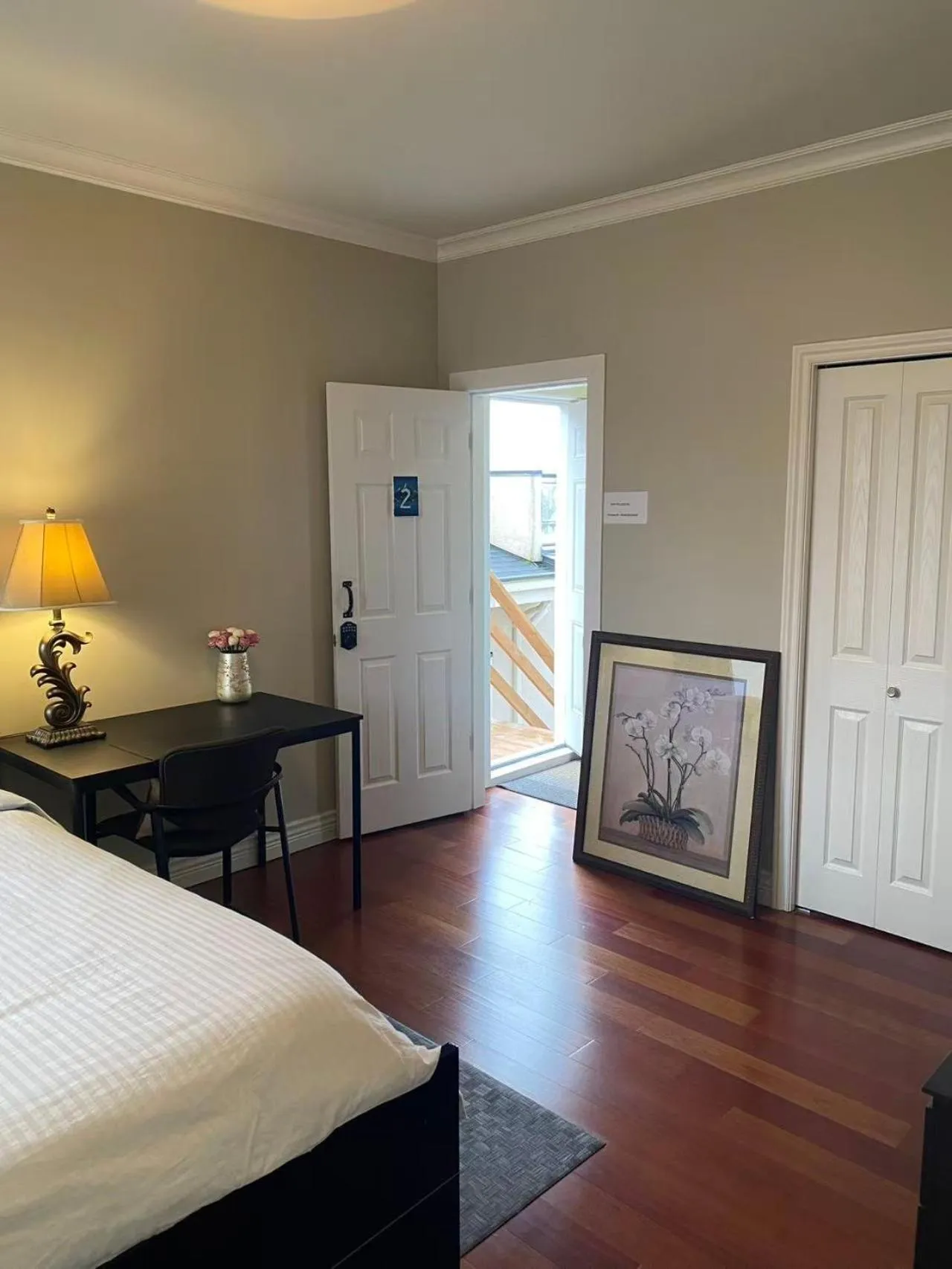 Bed in A cozy independent entrance bedroom with a private washroom close to YVR Richmond