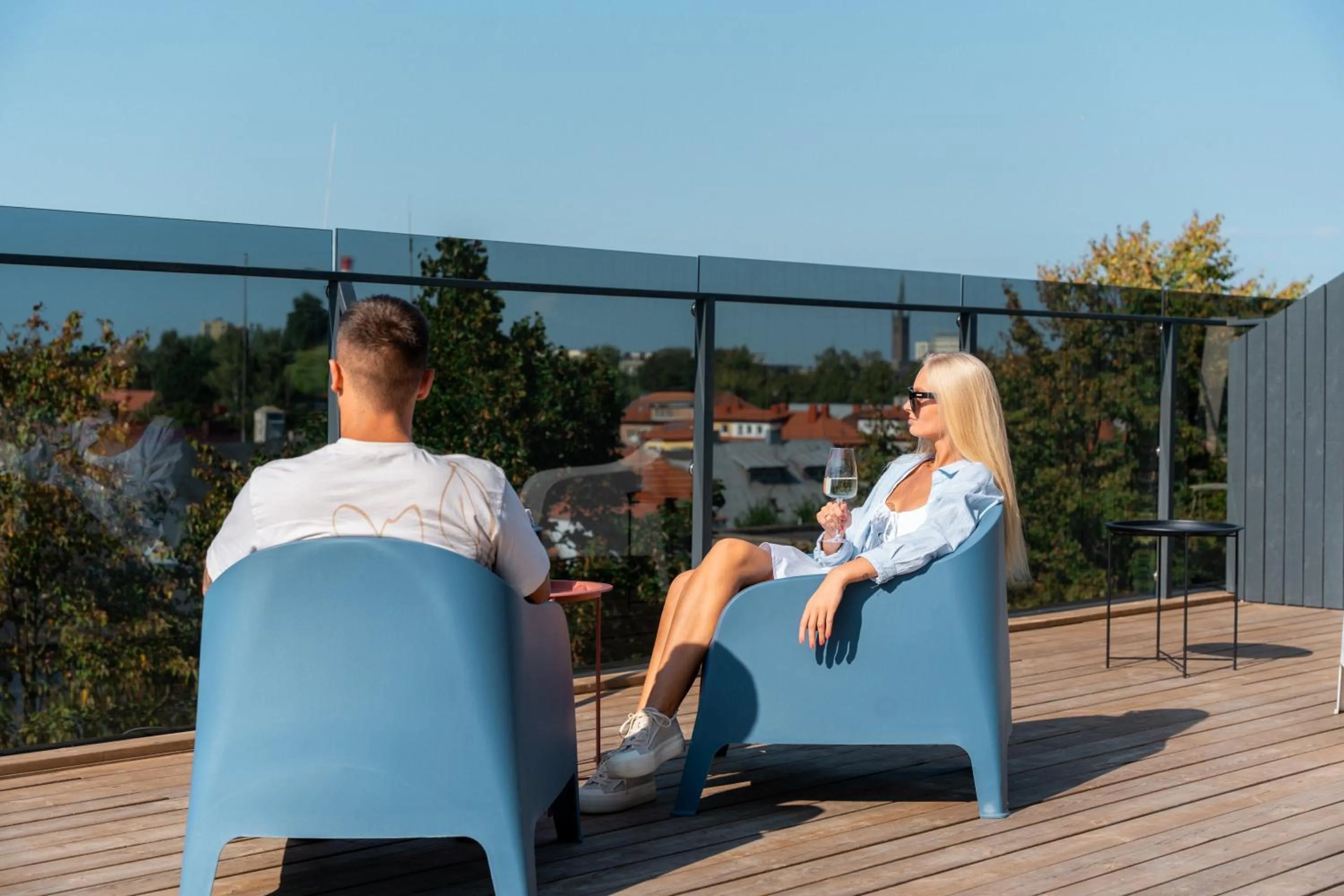 Balcony/Terrace in Luna Self Check-in Hotel Klaipeda