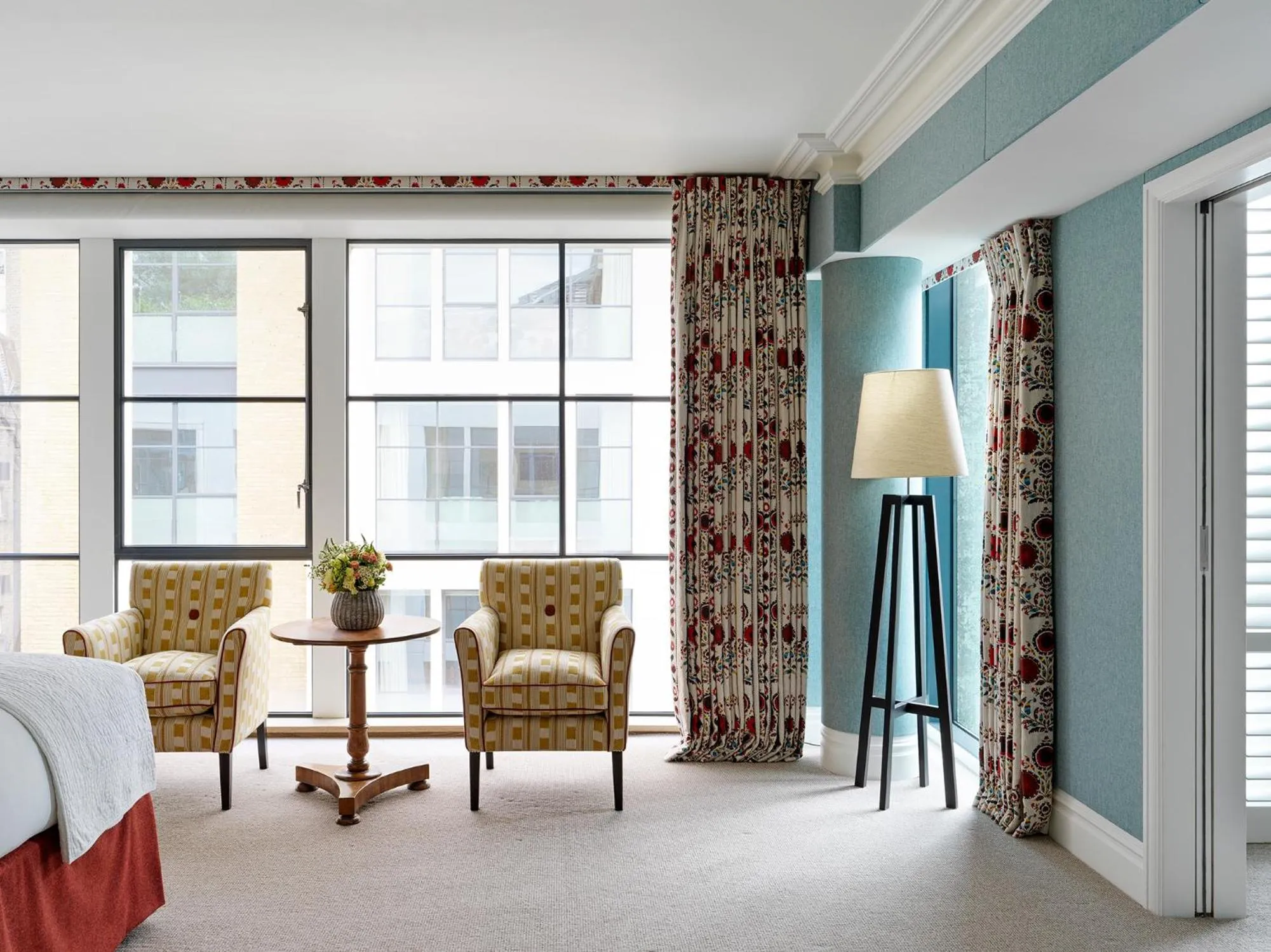 Seating area, Bed in Ham Yard Hotel, Firmdale Hotels