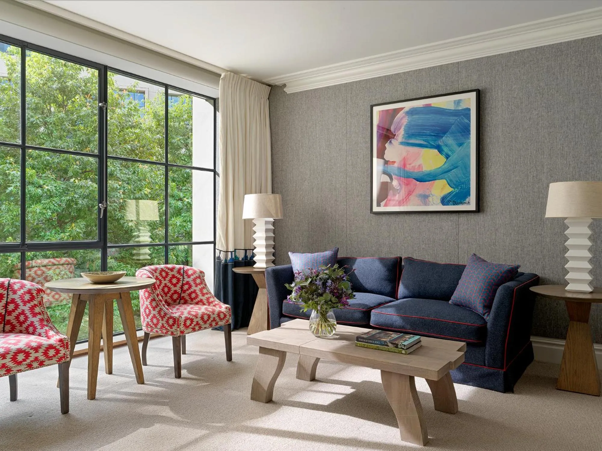 Seating area in Ham Yard Hotel, Firmdale Hotels