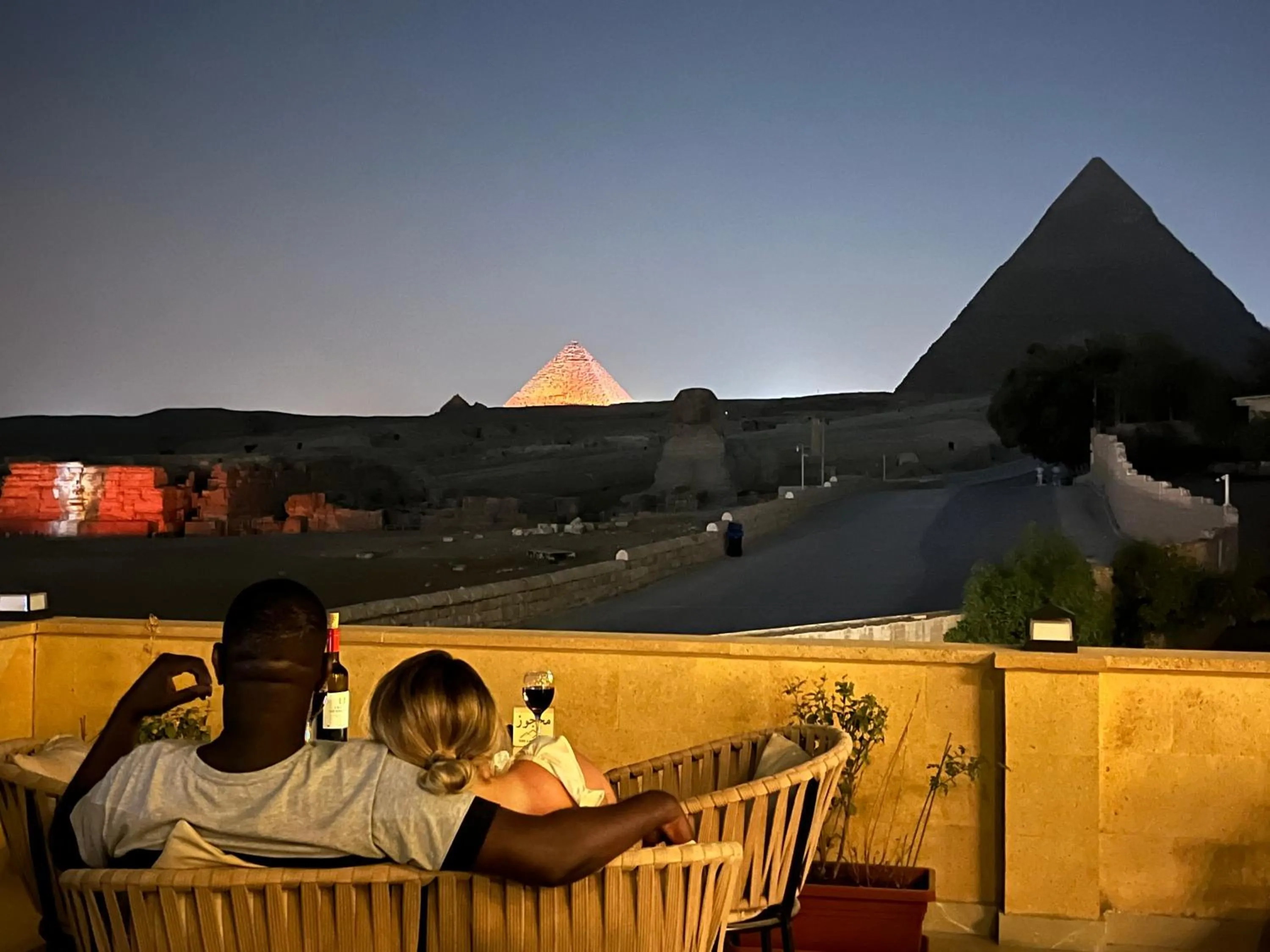 Night in The Gate Hotel Front Pyramids & Sphinx View