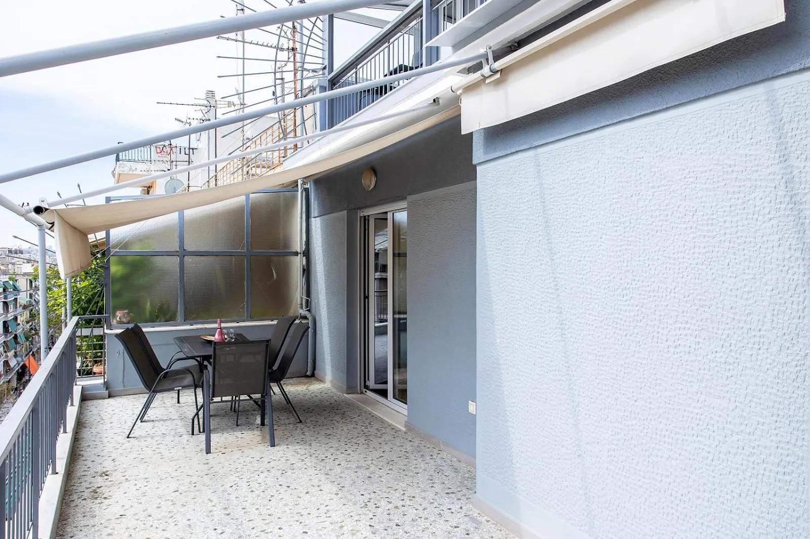 Balcony/Terrace in Aris123 by Smart Cozy Suites - Apartments in the heart of Athens - 5 minutes from metro - Available 24hr