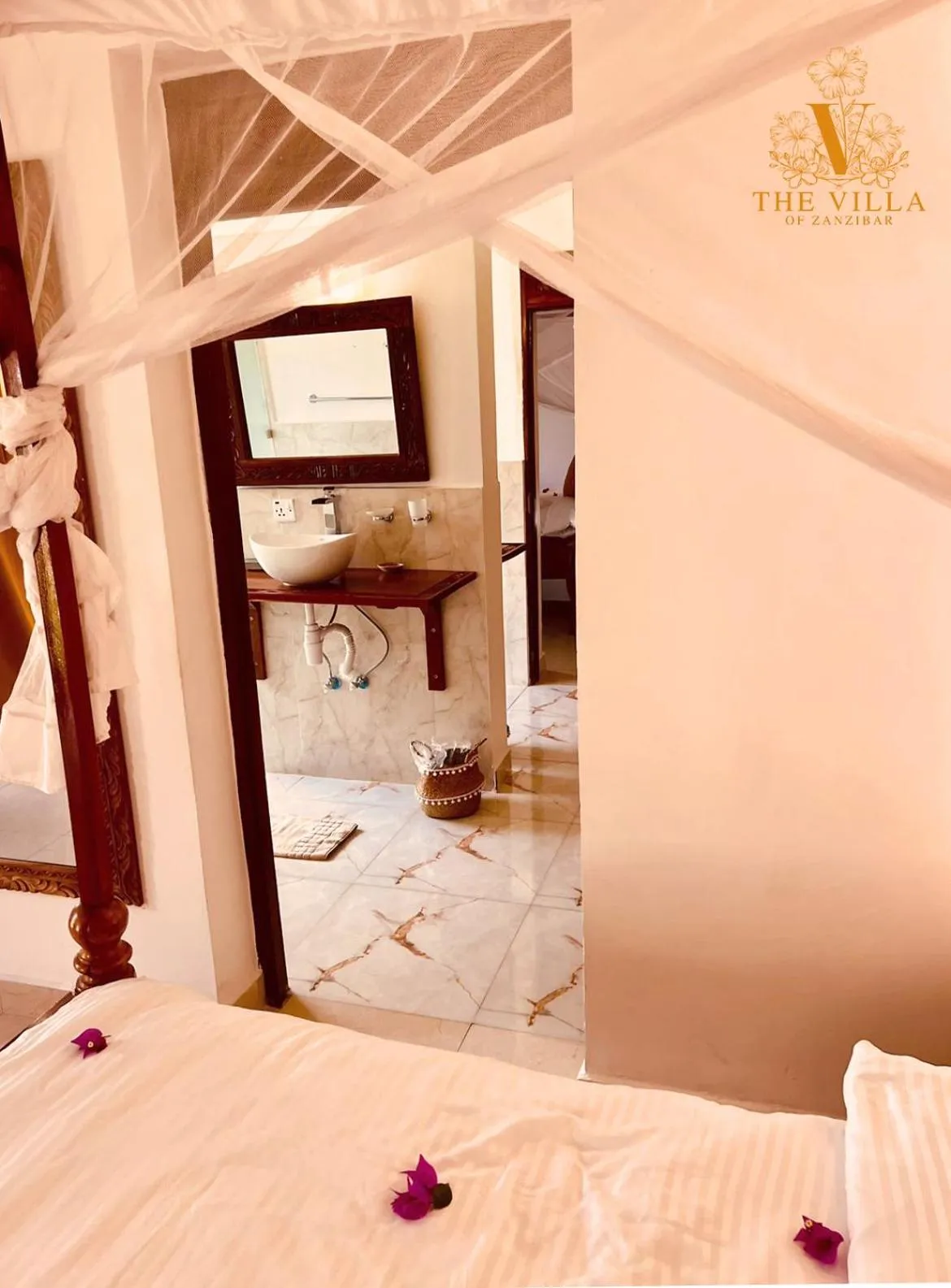Bathroom, Bed in The Villa of Zanzibar