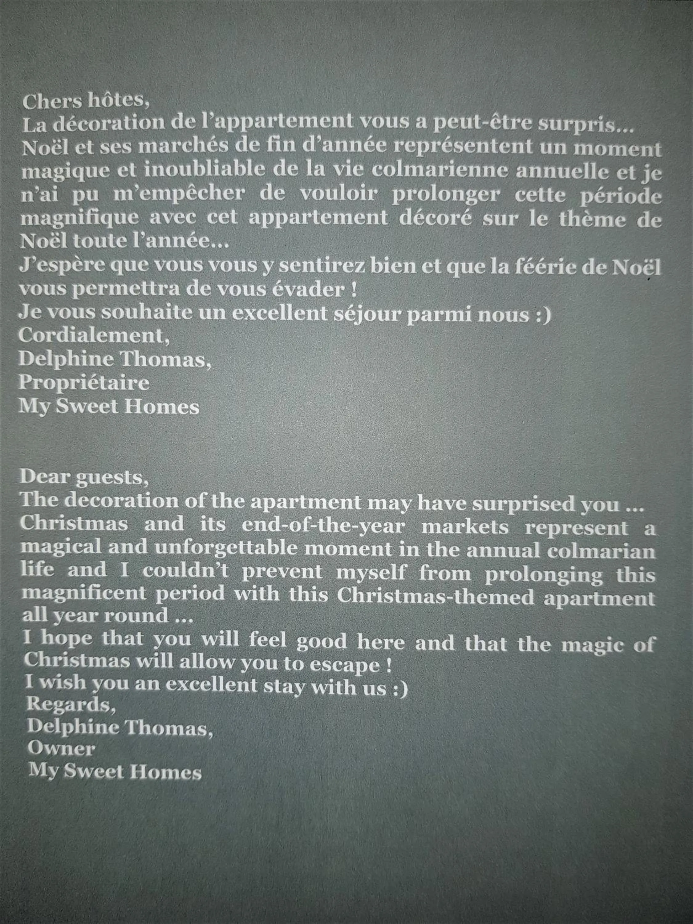 Text overlay in My Sweet Homes - La Grenouillère HYPERCENTRE