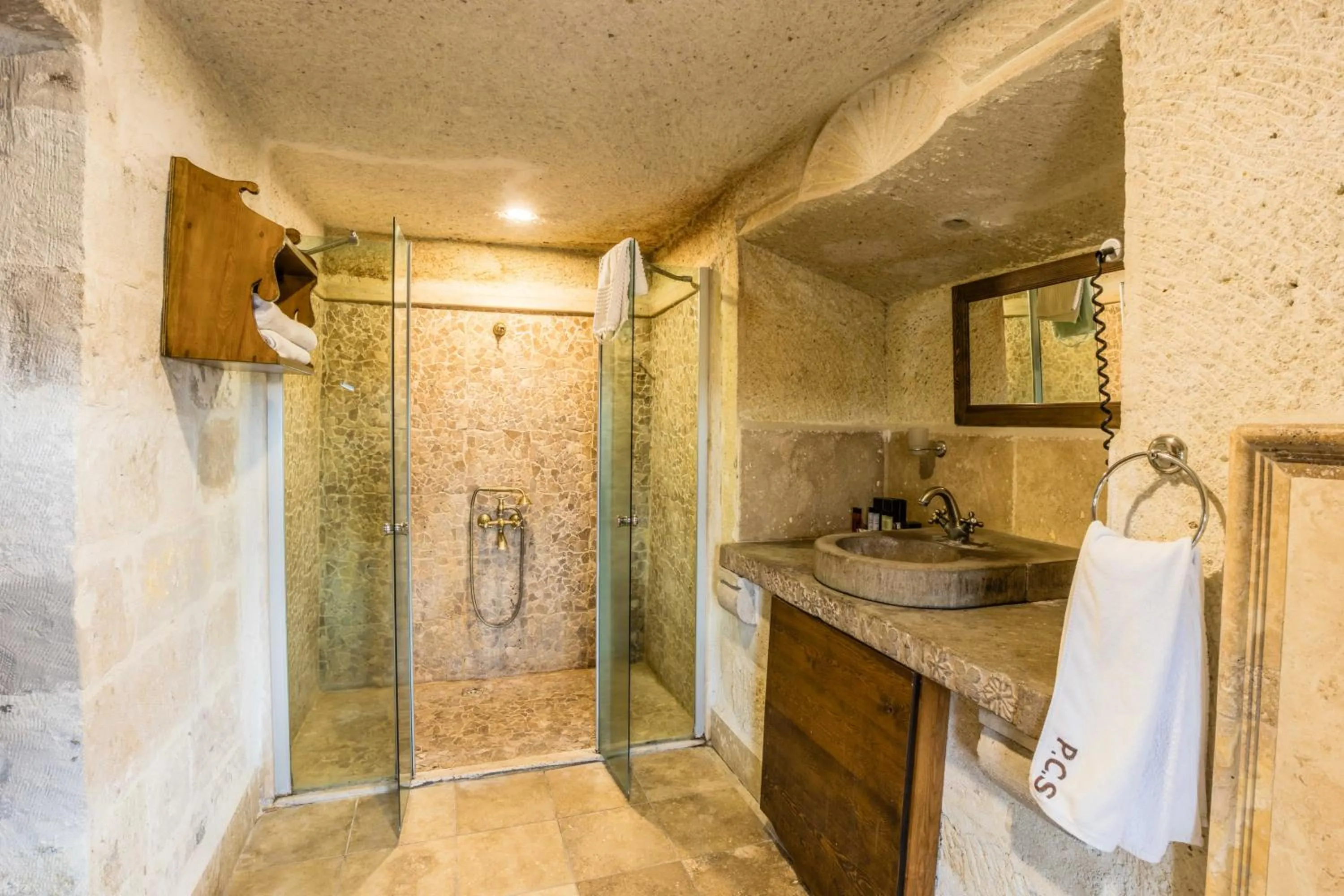 Shower in Phocas Cave Suites