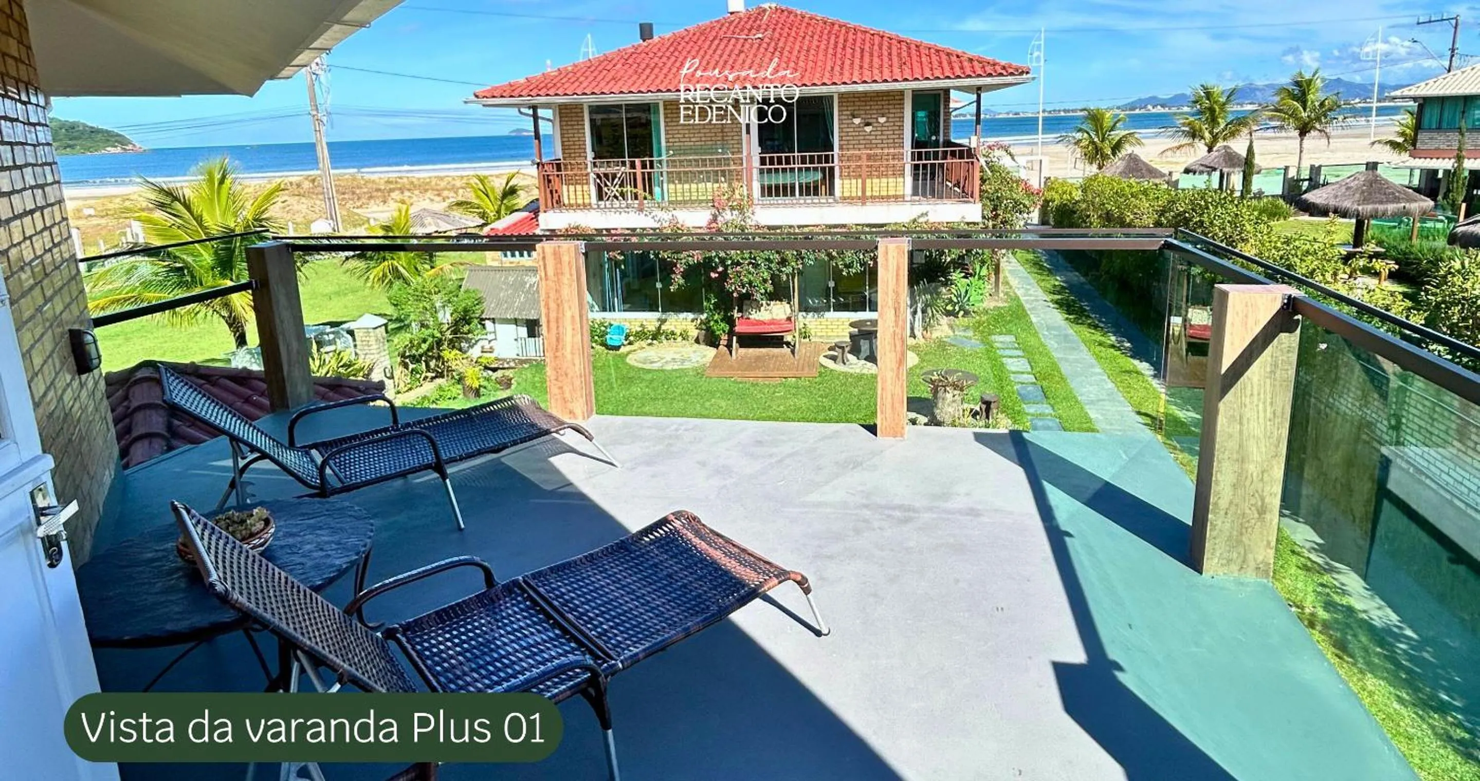 Balcony/Terrace in Pousada Recanto Edênico - à beira mar da Praia Ponta do Papagaio, Palhoça SC