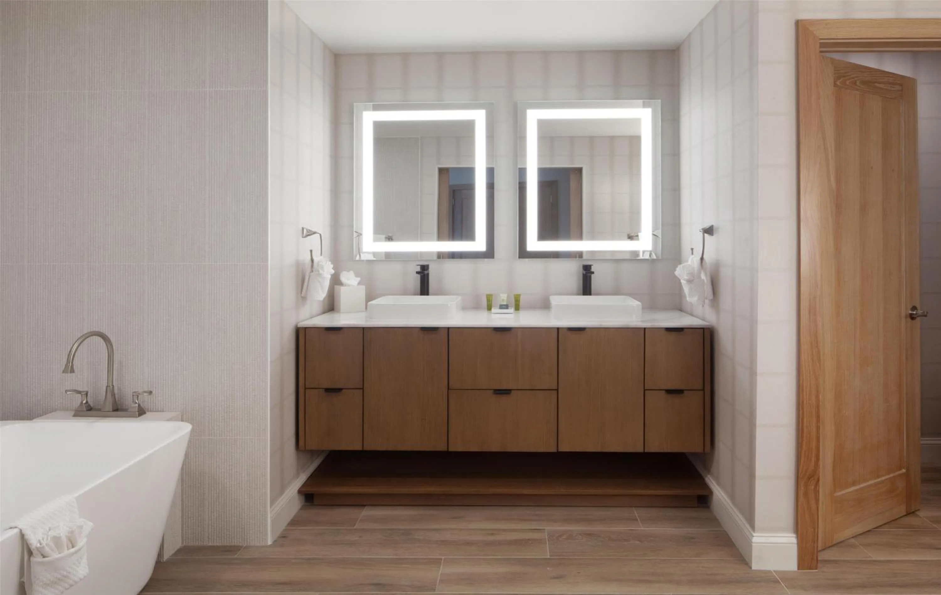 Bathroom, Bed in Hilton Dallas/Plano Granite Park