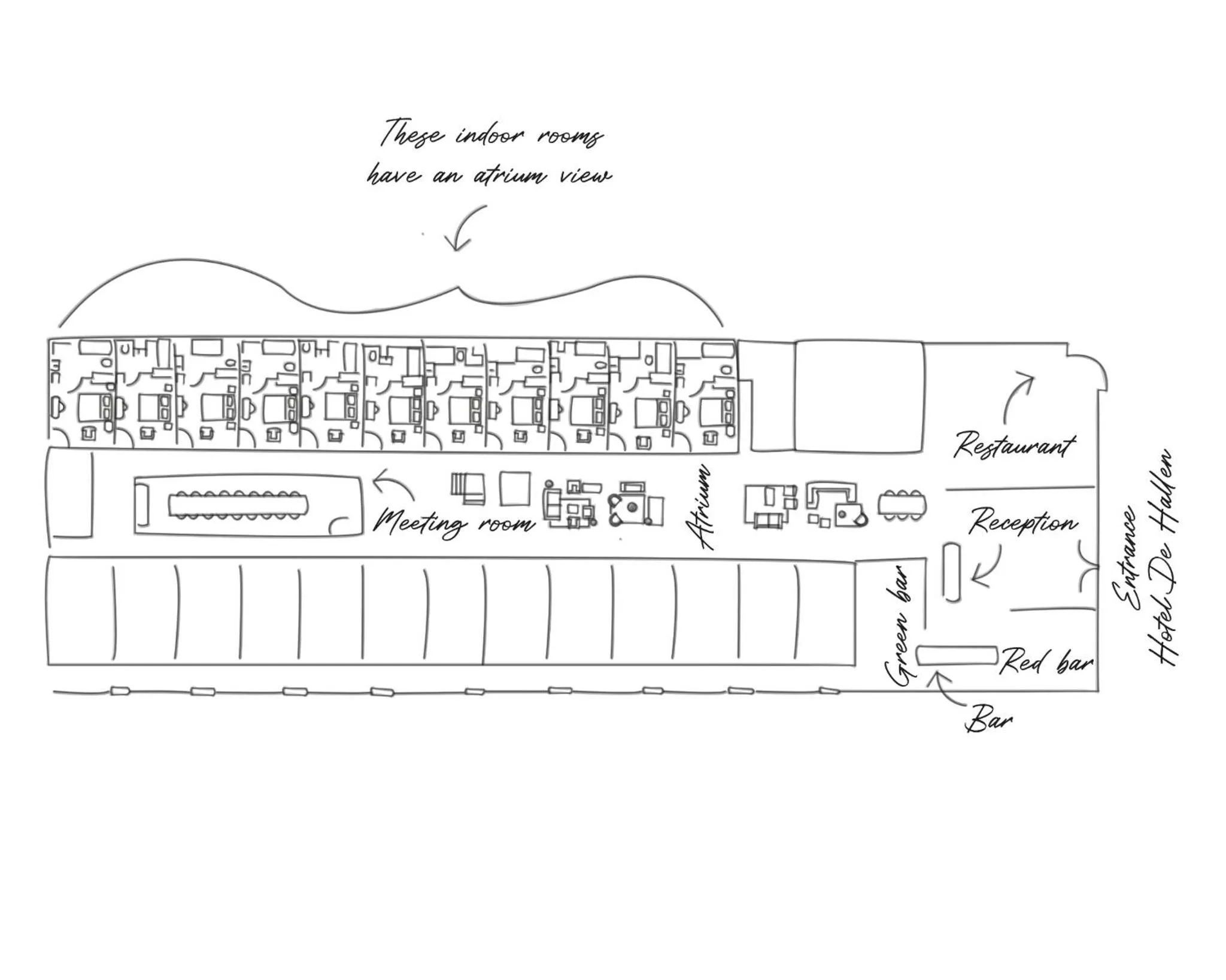 Floor plan in Hotel De Hallen