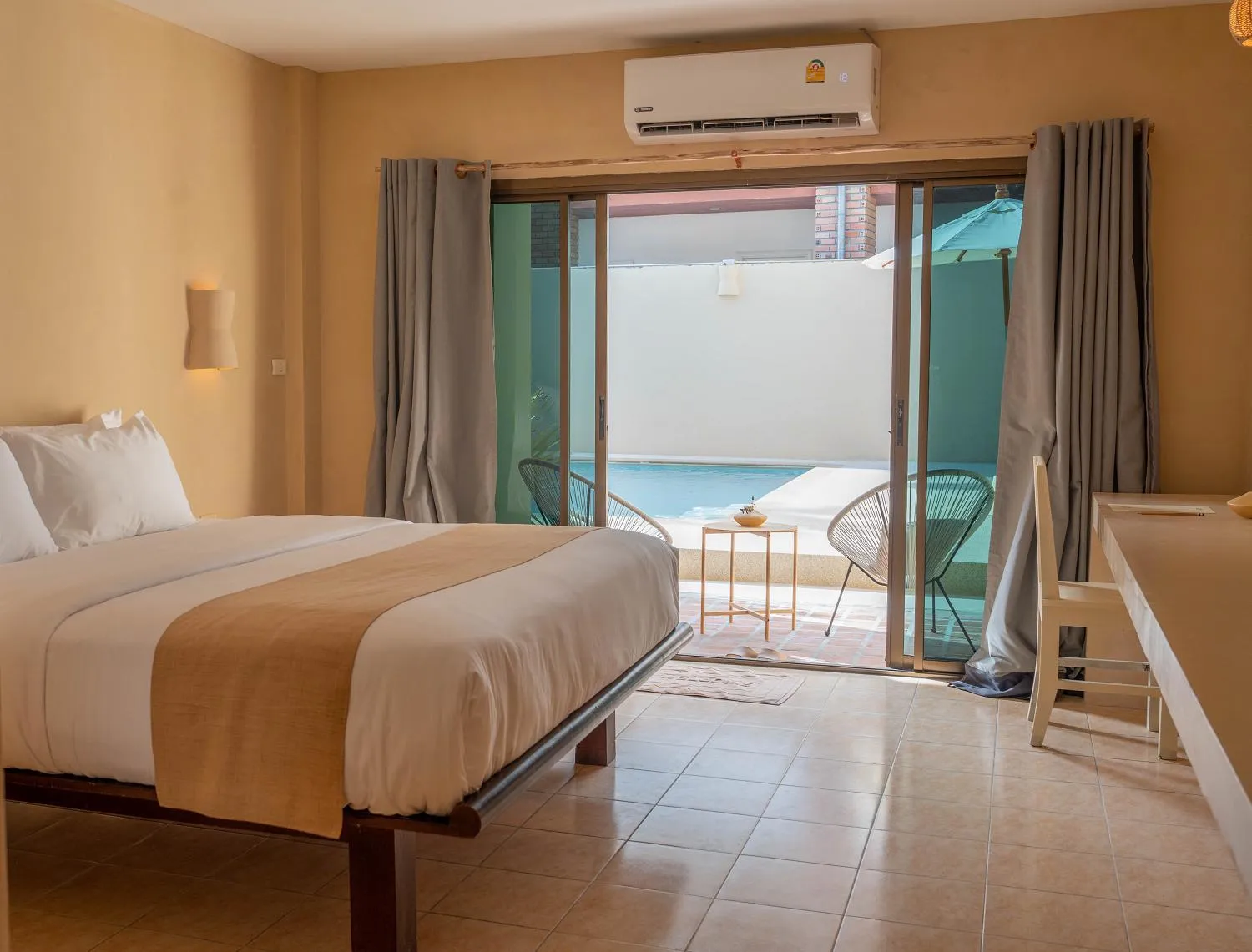 Bedroom, Bed in Rustic and Blue Getaway