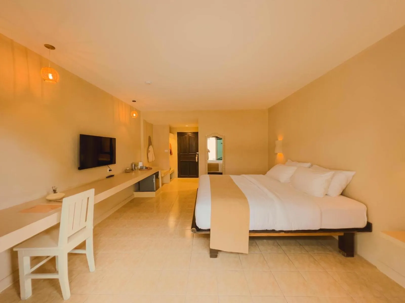 Bedroom, Bed in Rustic and Blue Getaway