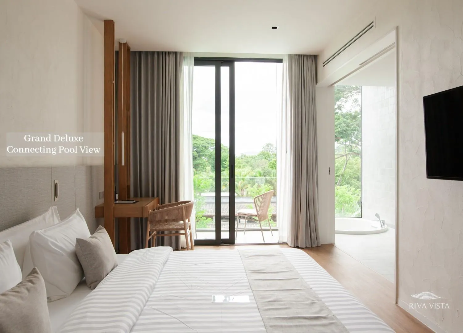 View (from property/room), Bed in Riva Vista Riverfront Resort Chiang Rai