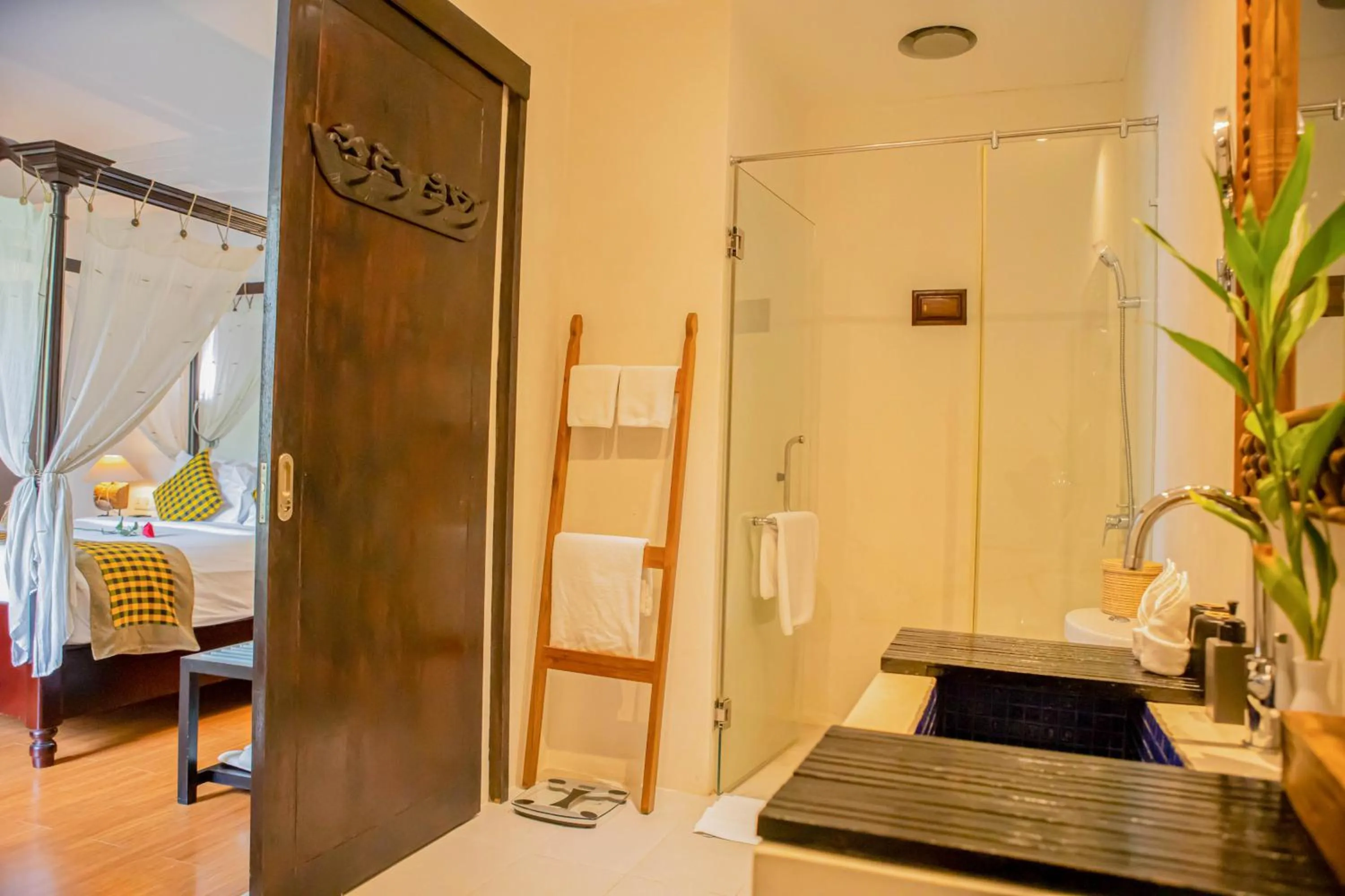 Shower, Bed in La Rose Suites